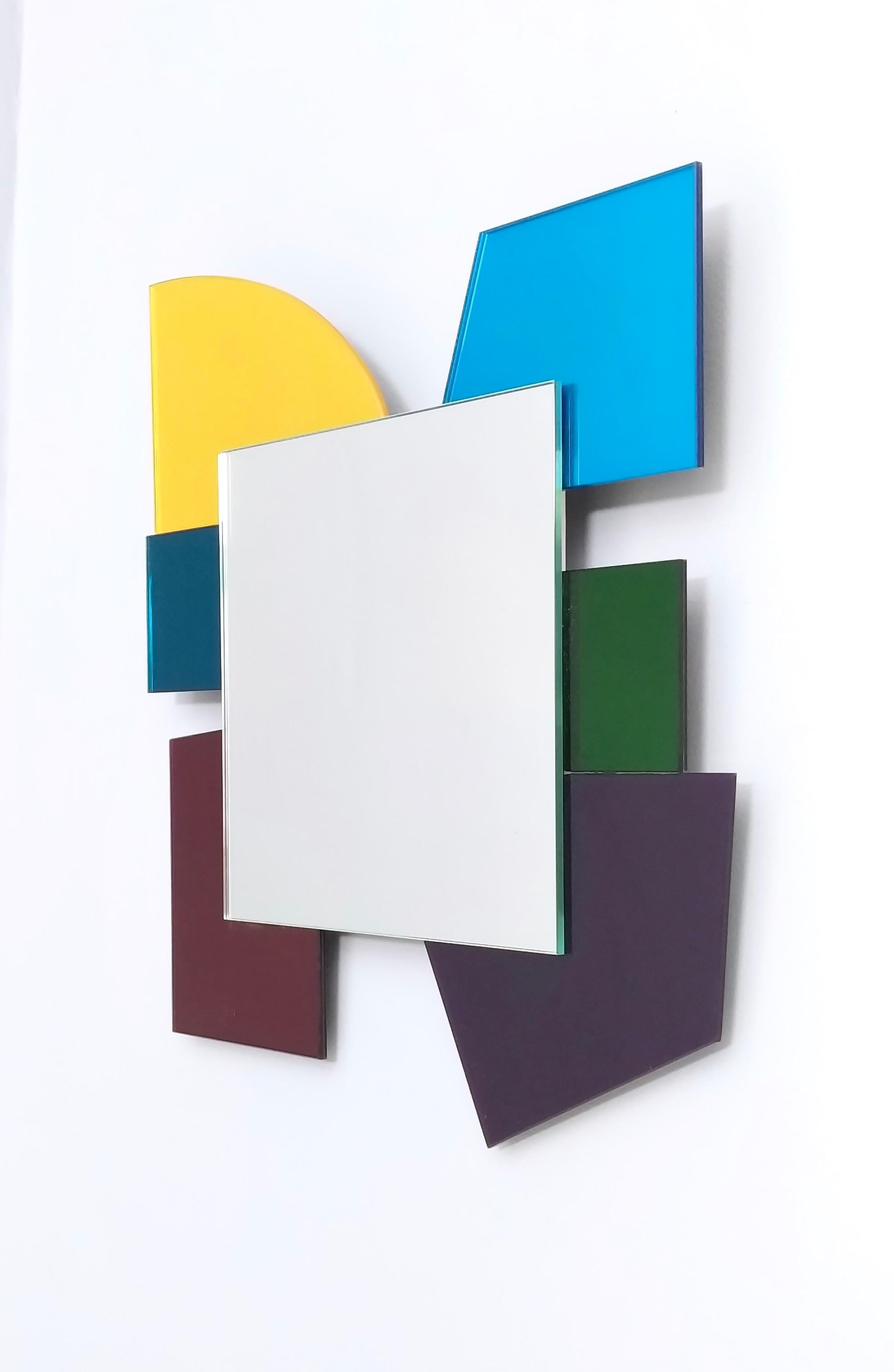Contemporary Colored Mirror with an Irregular Shape in the Style of Ettore Sottsass For Sale