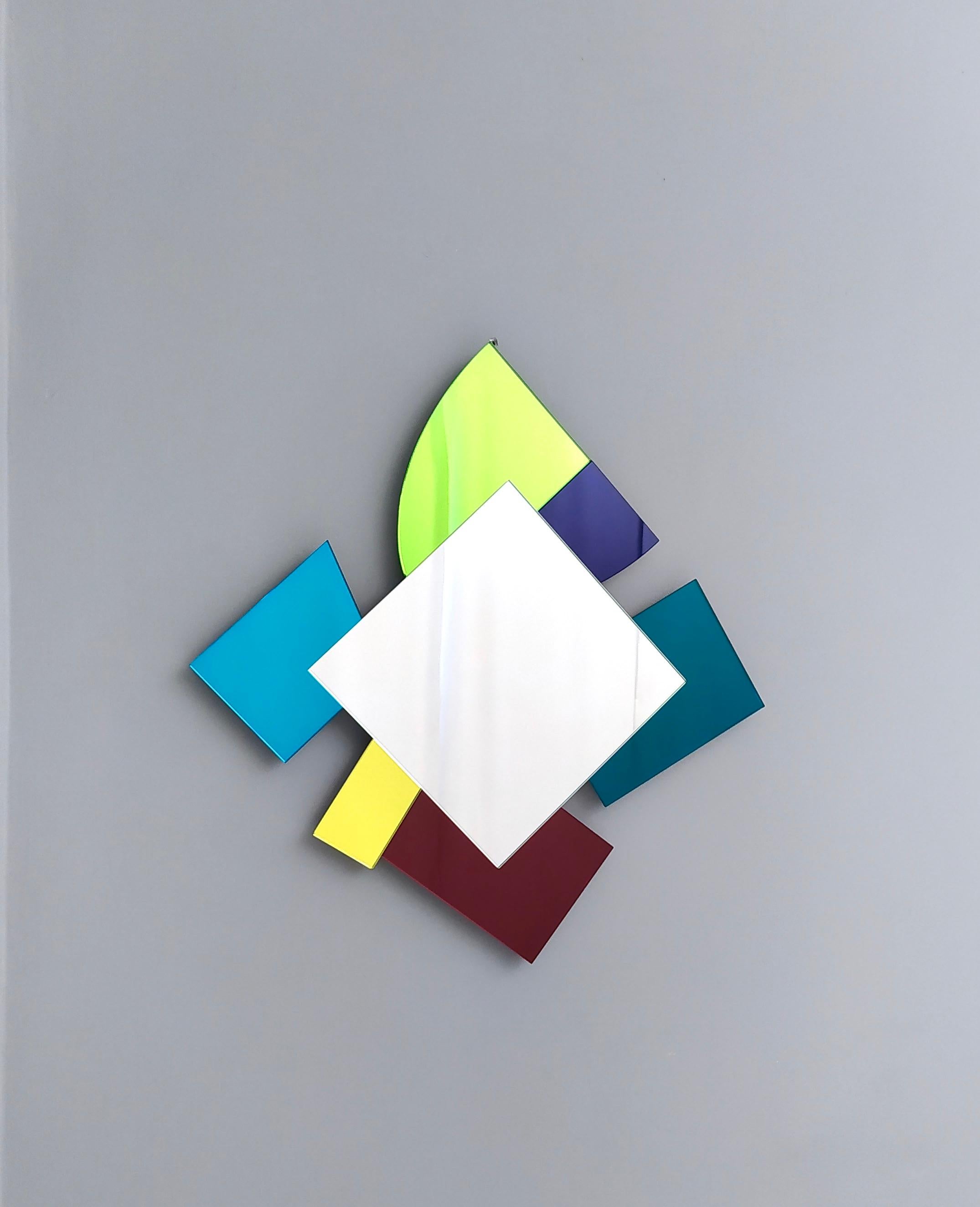 Contemporary Colored Wall Mirror in the Style of Ettore Sottsass, Italy, 2010s