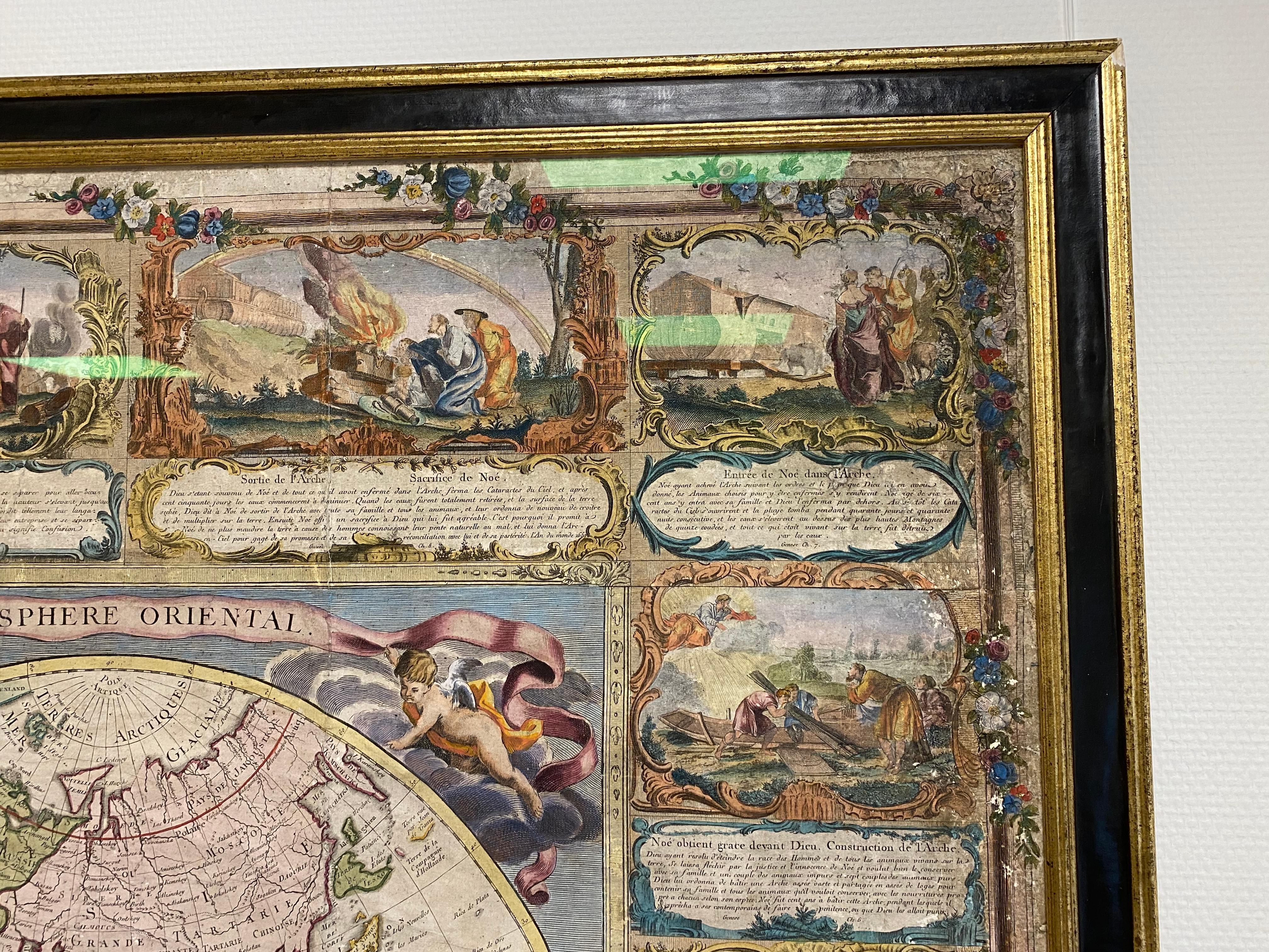 XVIIIe siècle Carte murale colorée du monde en vente