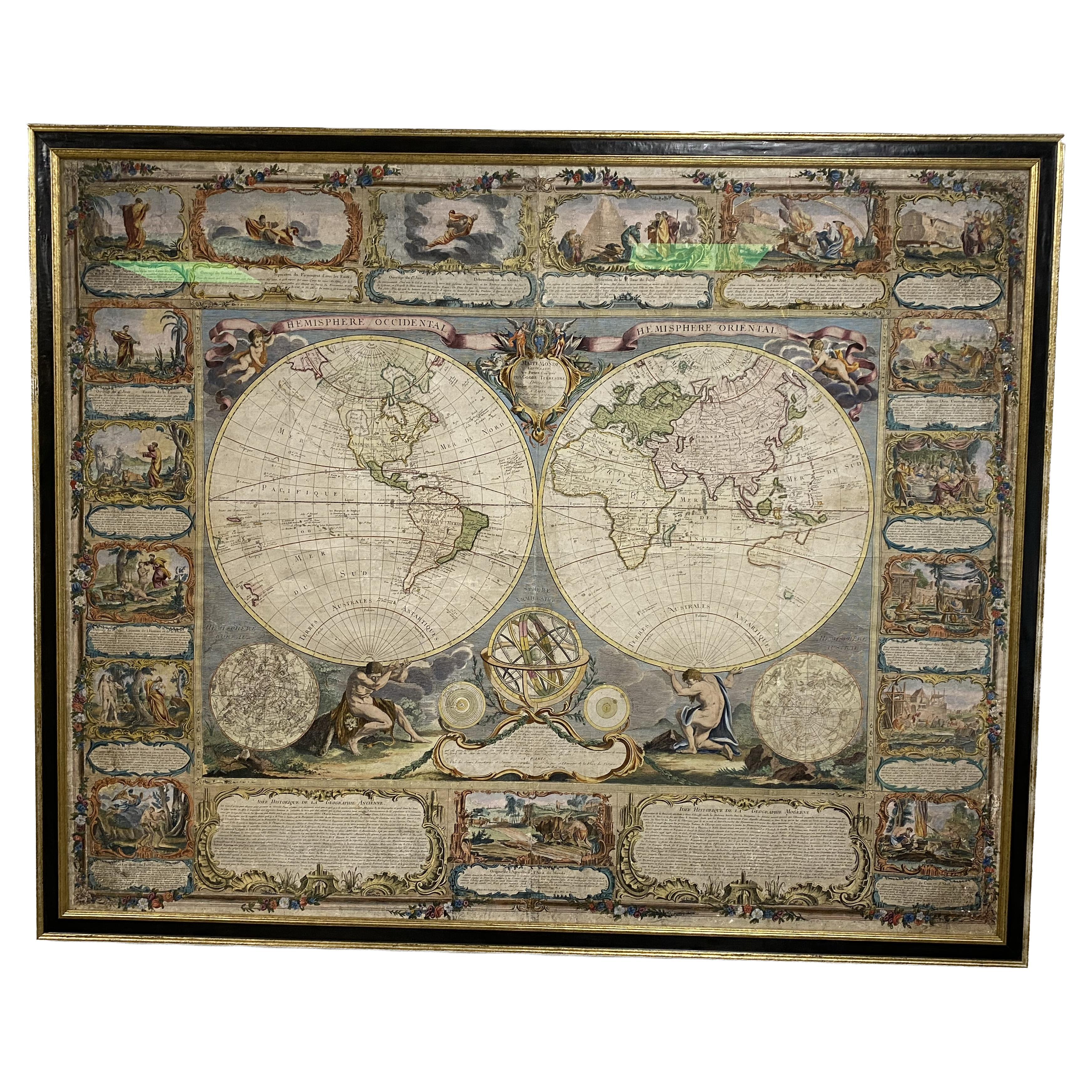 Colored wall map of the WORLD For Sale