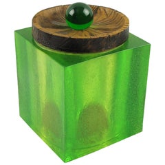 Vintage Colorflo USA Modernist Key Lime Green Resin Lucite Barware Ice Bucket