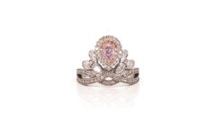 Colorful 18k White Gold Halo Crown Ring with 1.64 Carat Natural Diamonds