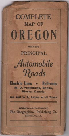 Colorful 1915 Road Map of Oregon with Portland Inset & Index – Geographical Pub.