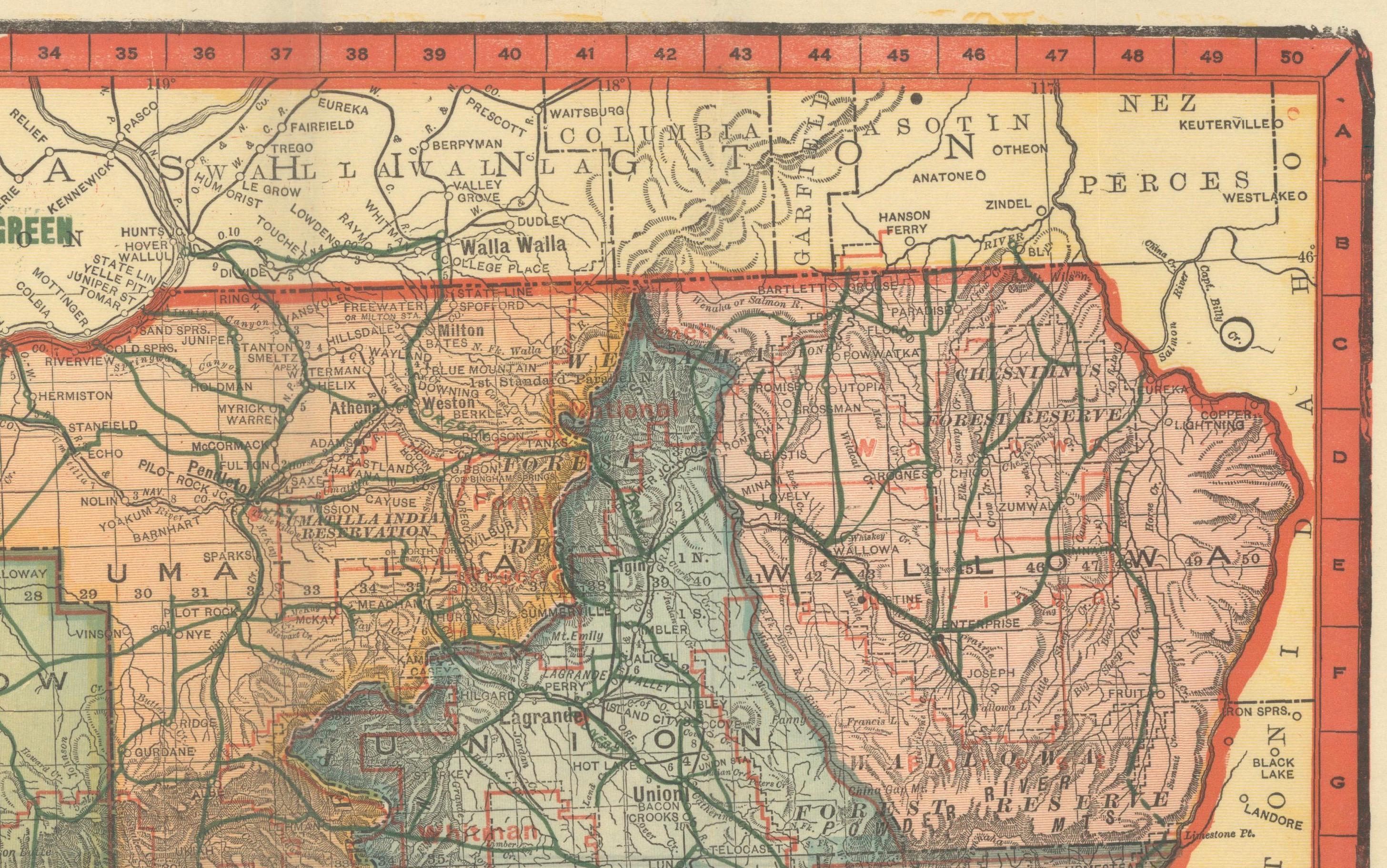 Bunte 1915 Straßenkarte von Oregon mit Portland Inset & Index - Geographical Pub. im Angebot 1