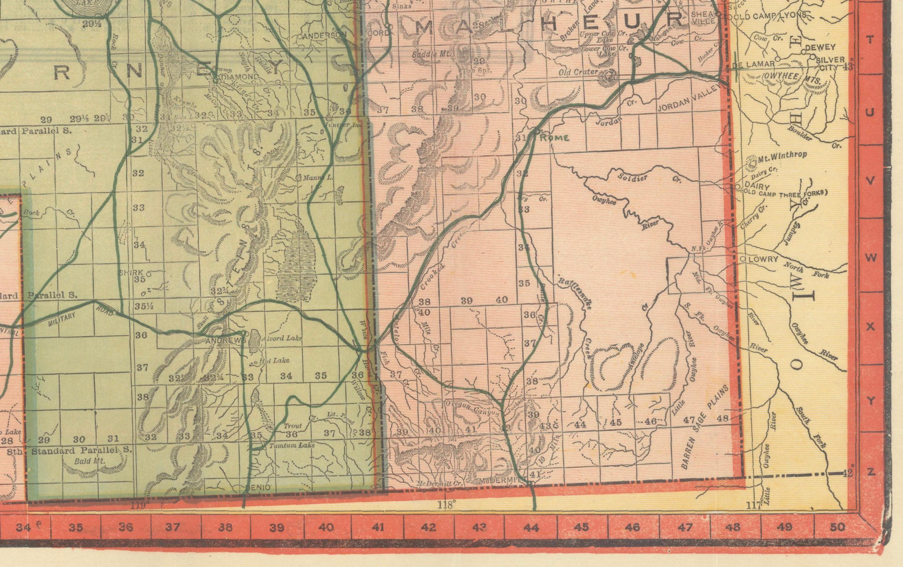 Bunte 1915 Straßenkarte von Oregon mit Portland Inset & Index - Geographical Pub. im Angebot 2