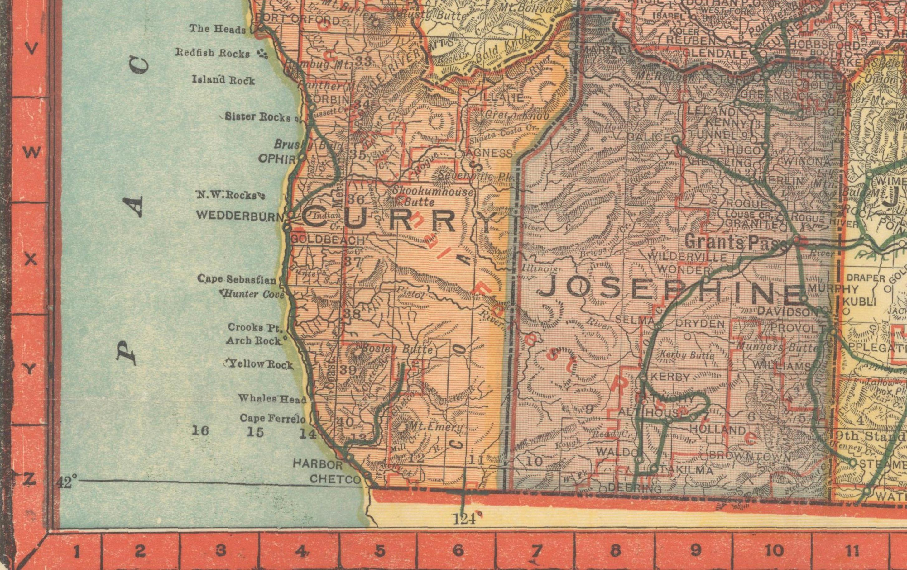 Bunte 1915 Straßenkarte von Oregon mit Portland Inset & Index - Geographical Pub. im Angebot 3