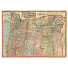 Bunte 1915 Straßenkarte von Oregon mit Portland Inset & Index - Geographical Pub.