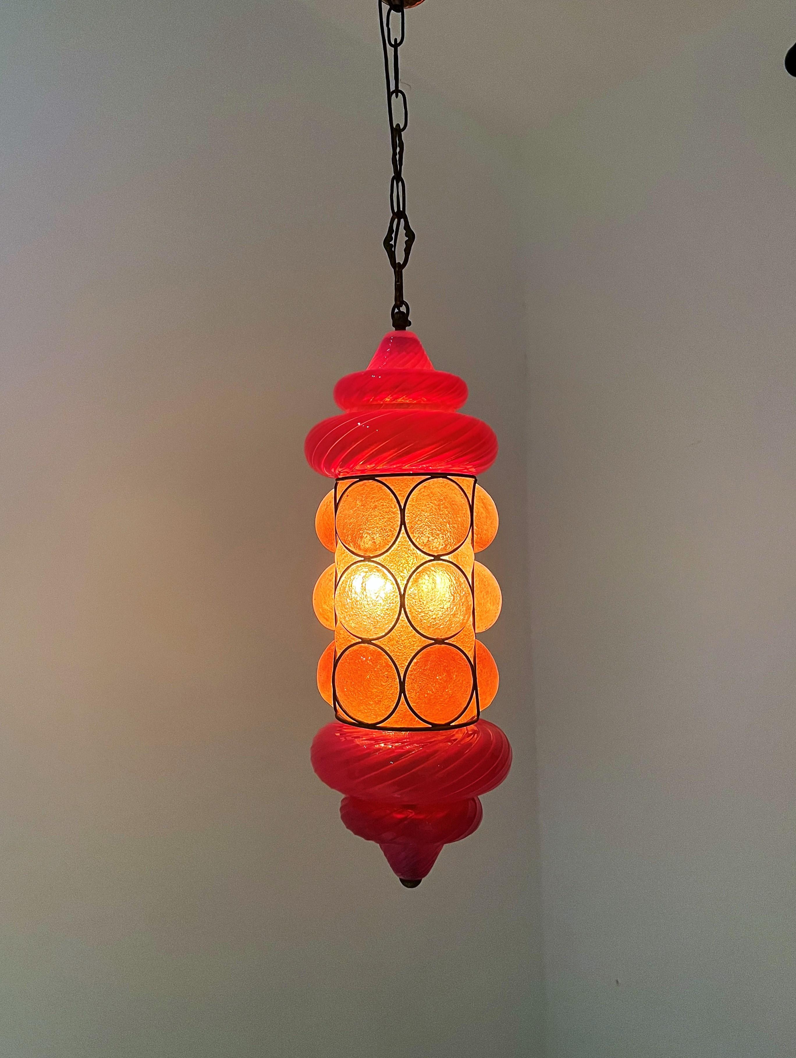 Colorful 1940s Orientalist Lantern by Seguso in Murano Glass, Italy For Sale 9