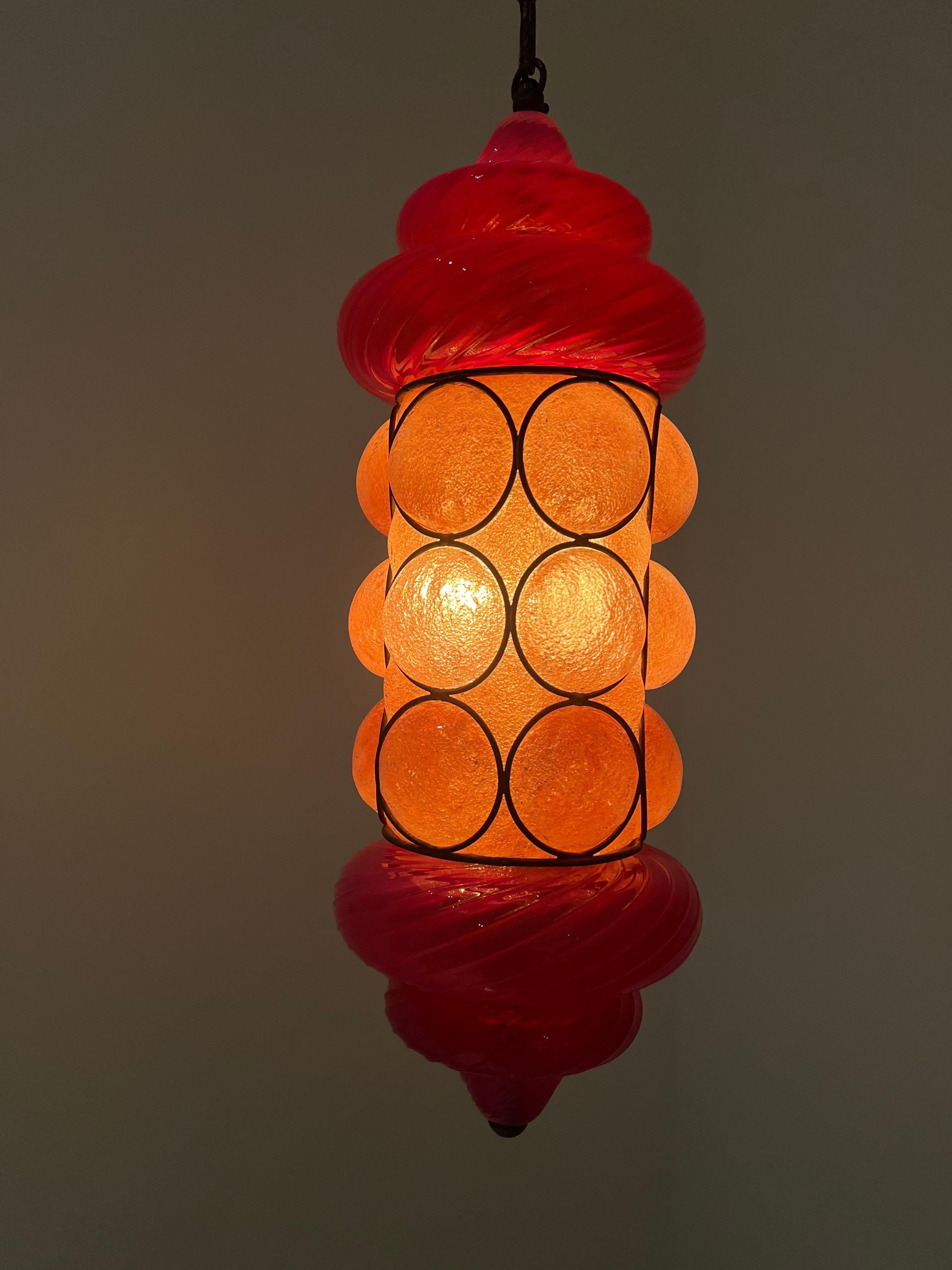 Colorful 1940s Orientalist Lantern by Seguso in Murano Glass, Italy For Sale 10
