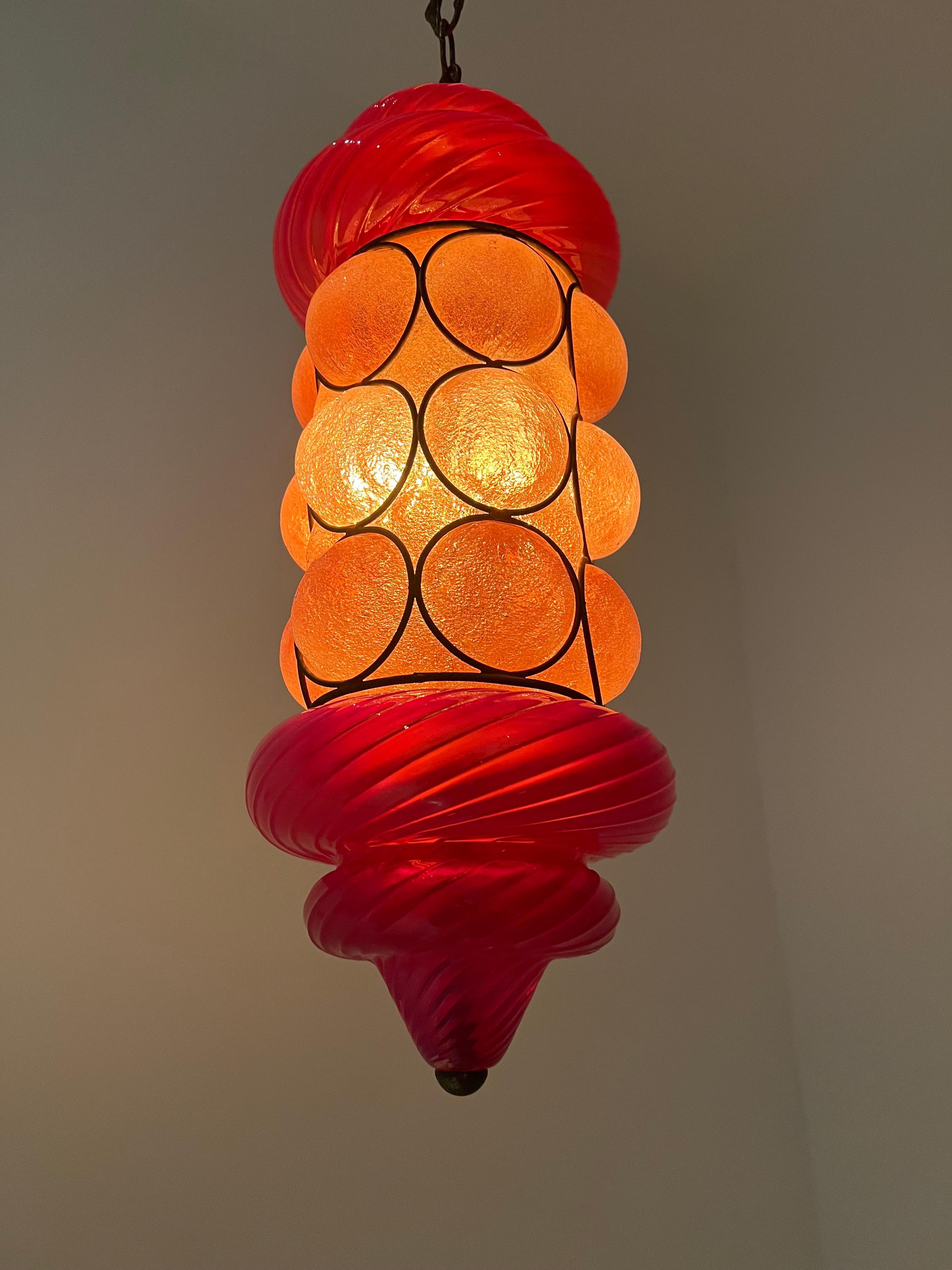 Colorful 1940s Orientalist Lantern by Seguso in Murano Glass, Italy For Sale 12