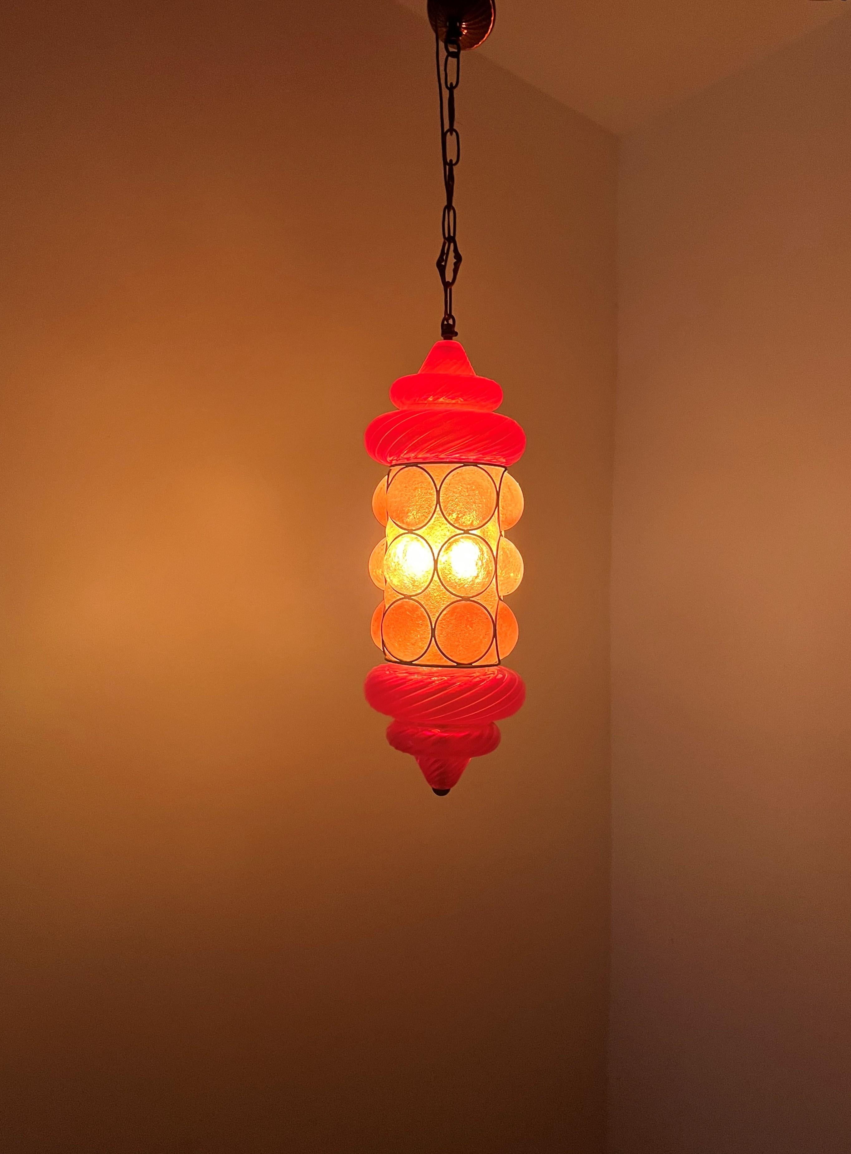 Colorful 1940s Orientalist Lantern by Seguso in Murano Glass, Italy For Sale 13