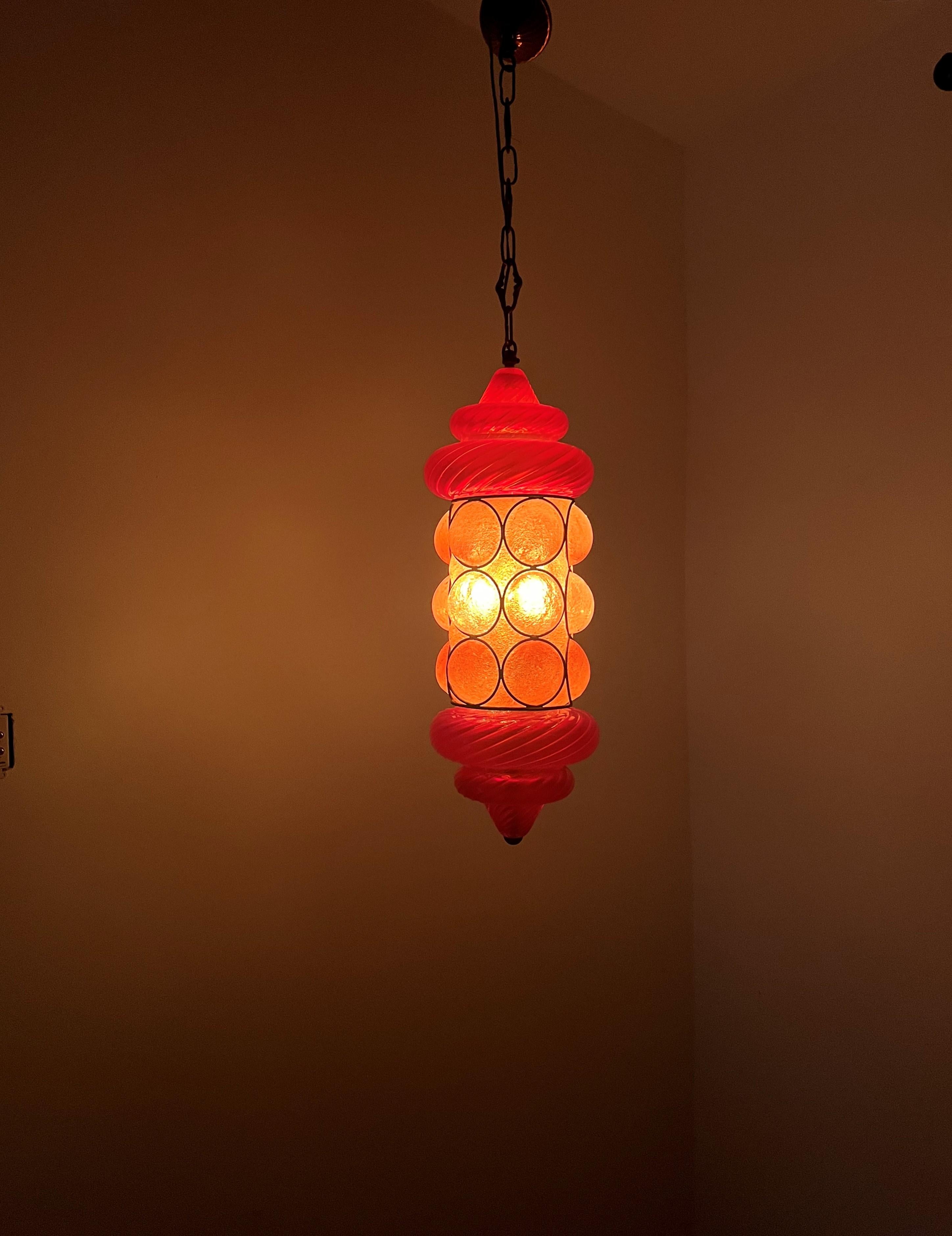 Colorful 1940s Orientalist Lantern by Seguso in Murano Glass, Italy For Sale 14