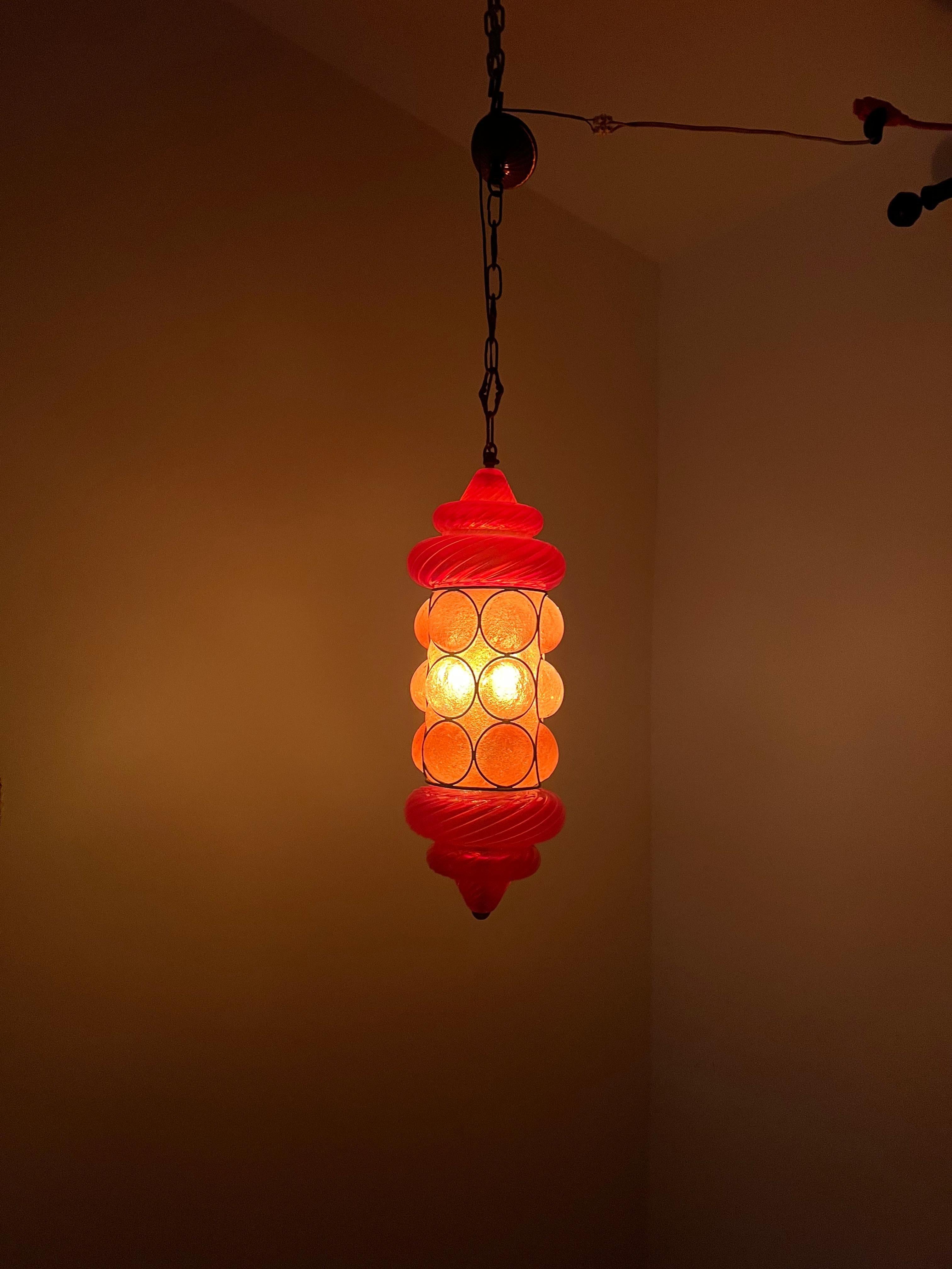 Colorful 1940s Orientalist Lantern by Seguso in Murano Glass, Italy For Sale 3