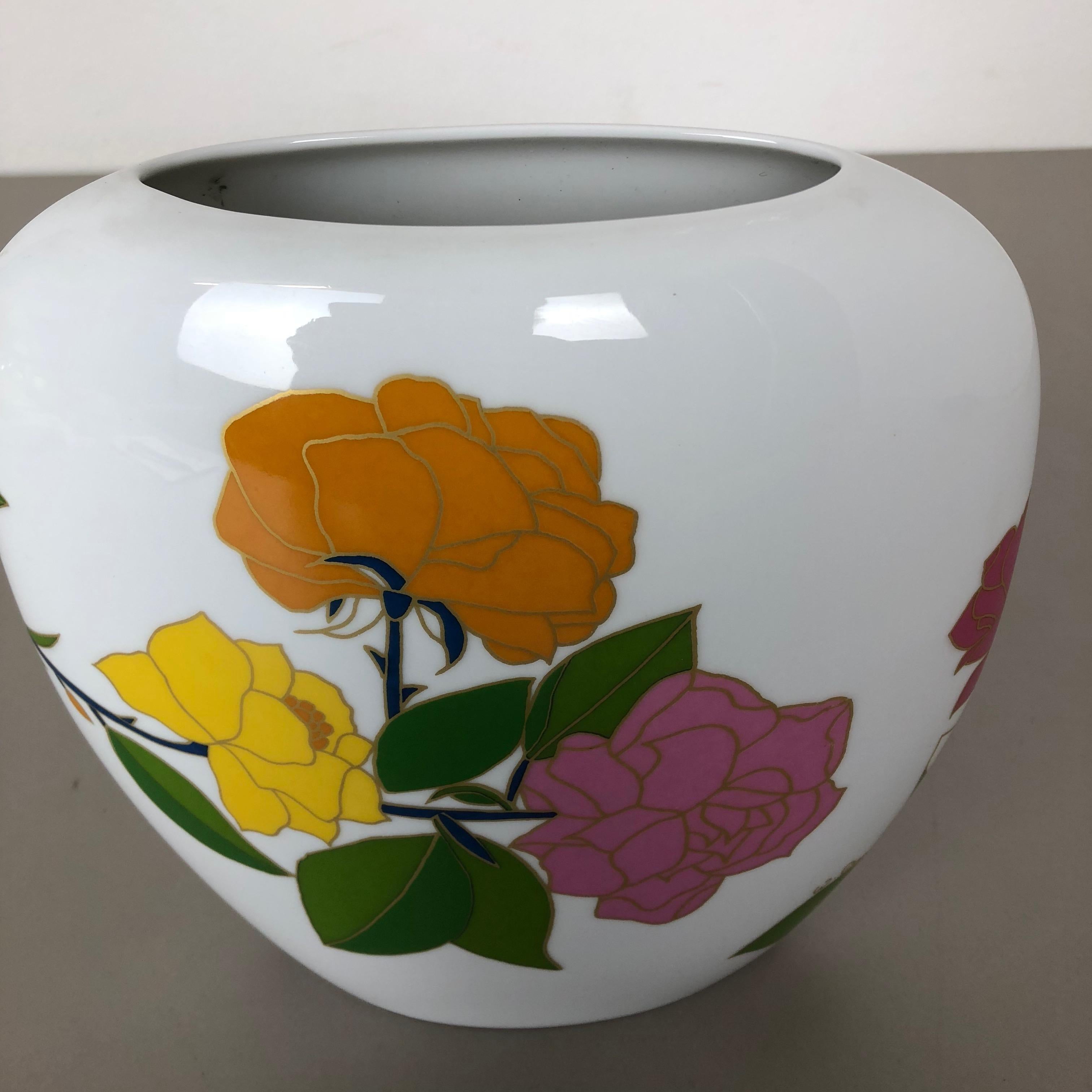 Colorful 1970s Art Vase Floral Porcelain Vase by W. Bauer for Rosenthal, Germany 6