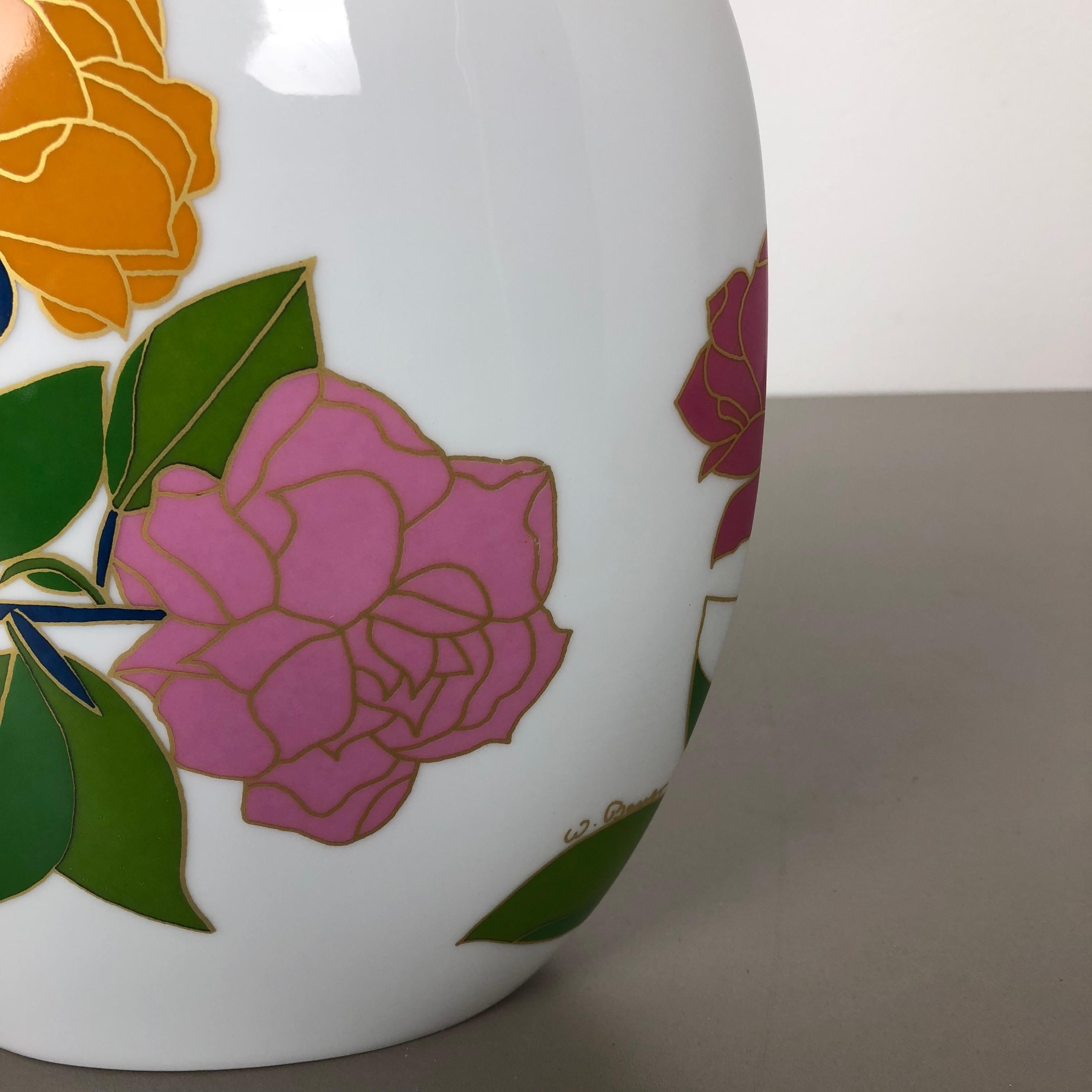 Colorful 1970s Art Vase Floral Porcelain Vase by W. Bauer for Rosenthal, Germany 10