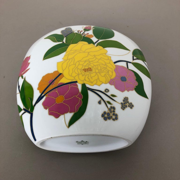 Colorful 1970s Art Vase Floral Porcelain Vase by W. Bauer for Rosenthal