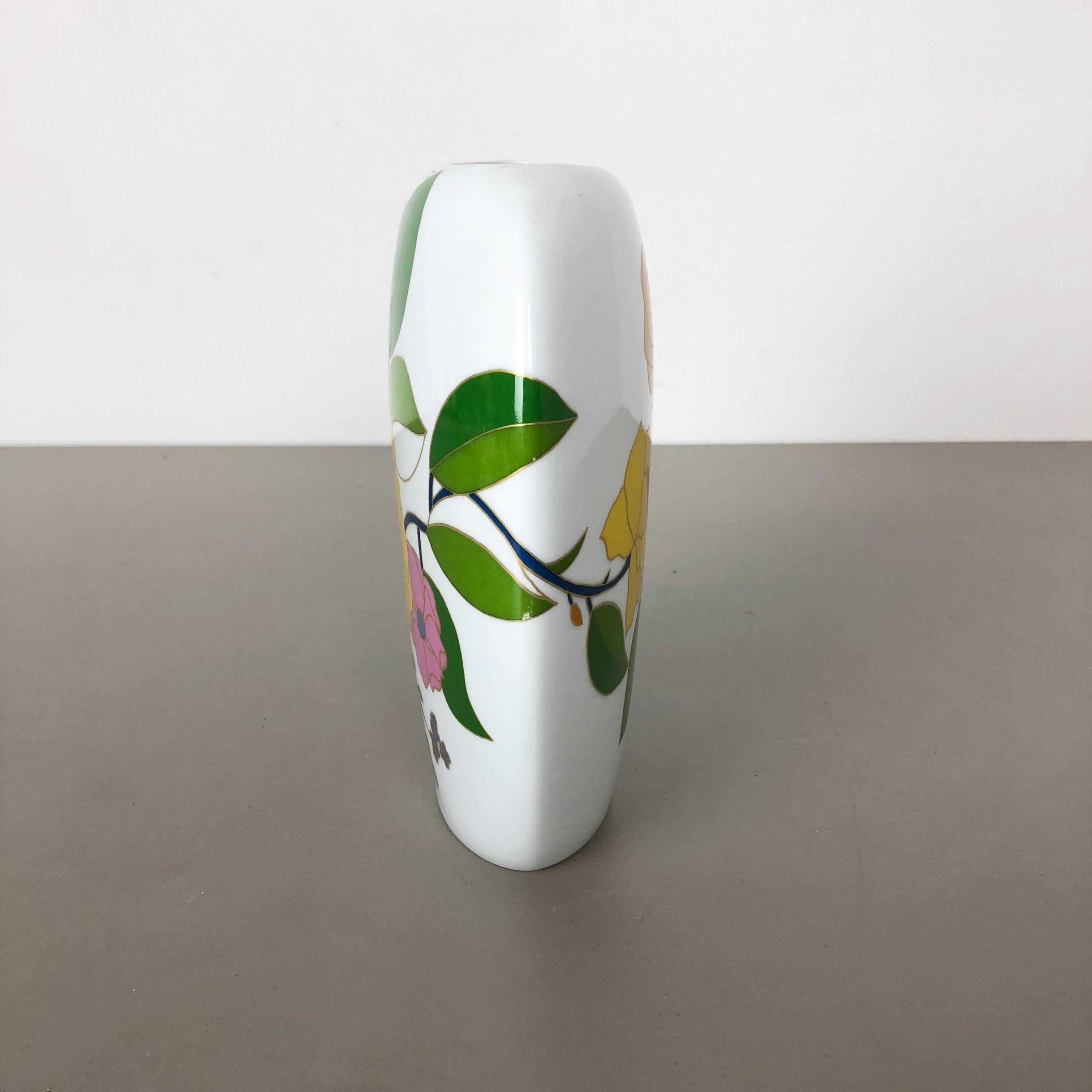 20th Century Colorful 1970s Art Vase Floral Porcelain Vase by W. Bauer for Rosenthal, Germany
