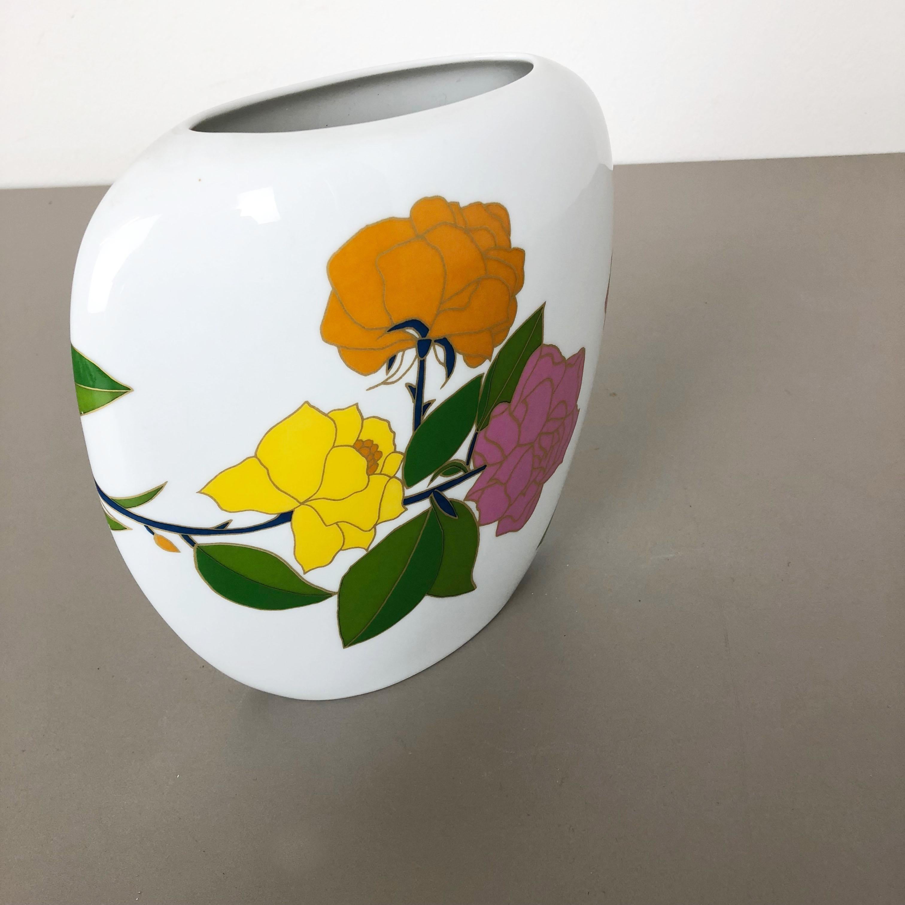 Colorful 1970s Art Vase Floral Porcelain Vase by W. Bauer for Rosenthal, Germany 1