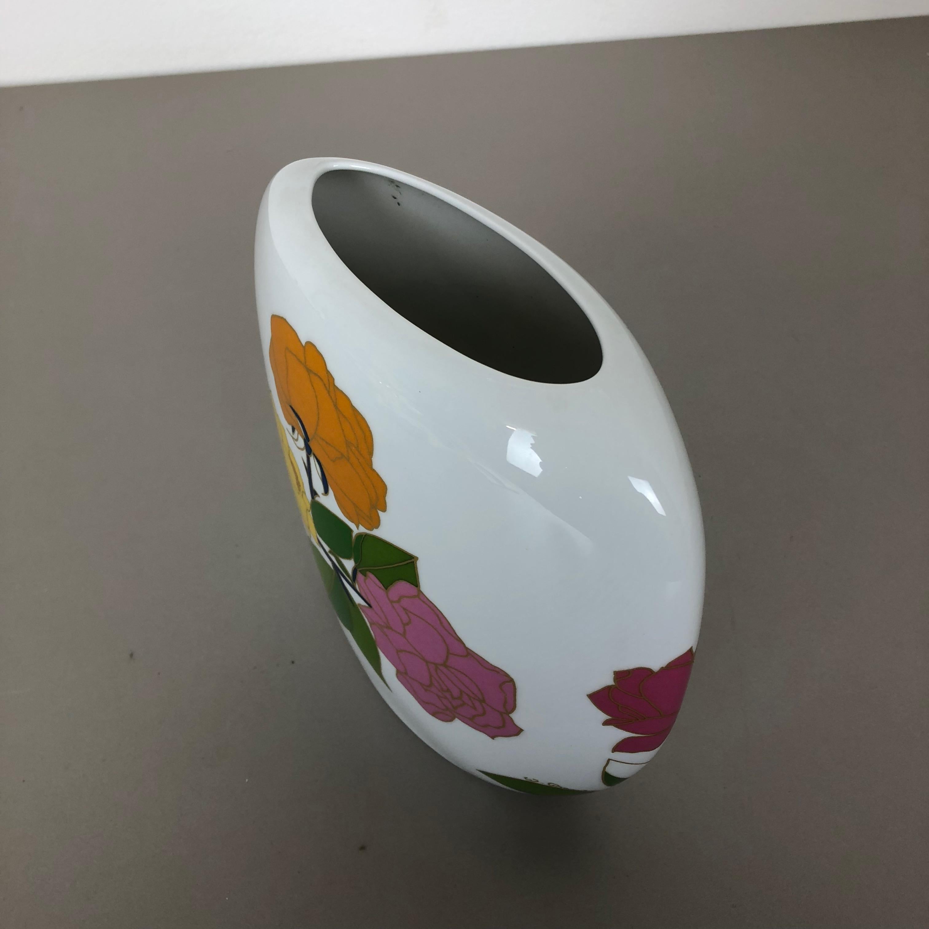 Colorful 1970s Art Vase Floral Porcelain Vase by W. Bauer for Rosenthal, Germany 2