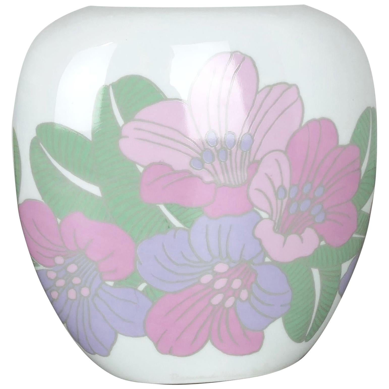 Colorful 1970s Art Vase Porcelain Vase Rosemonde Nairac for Rosenthal Germany