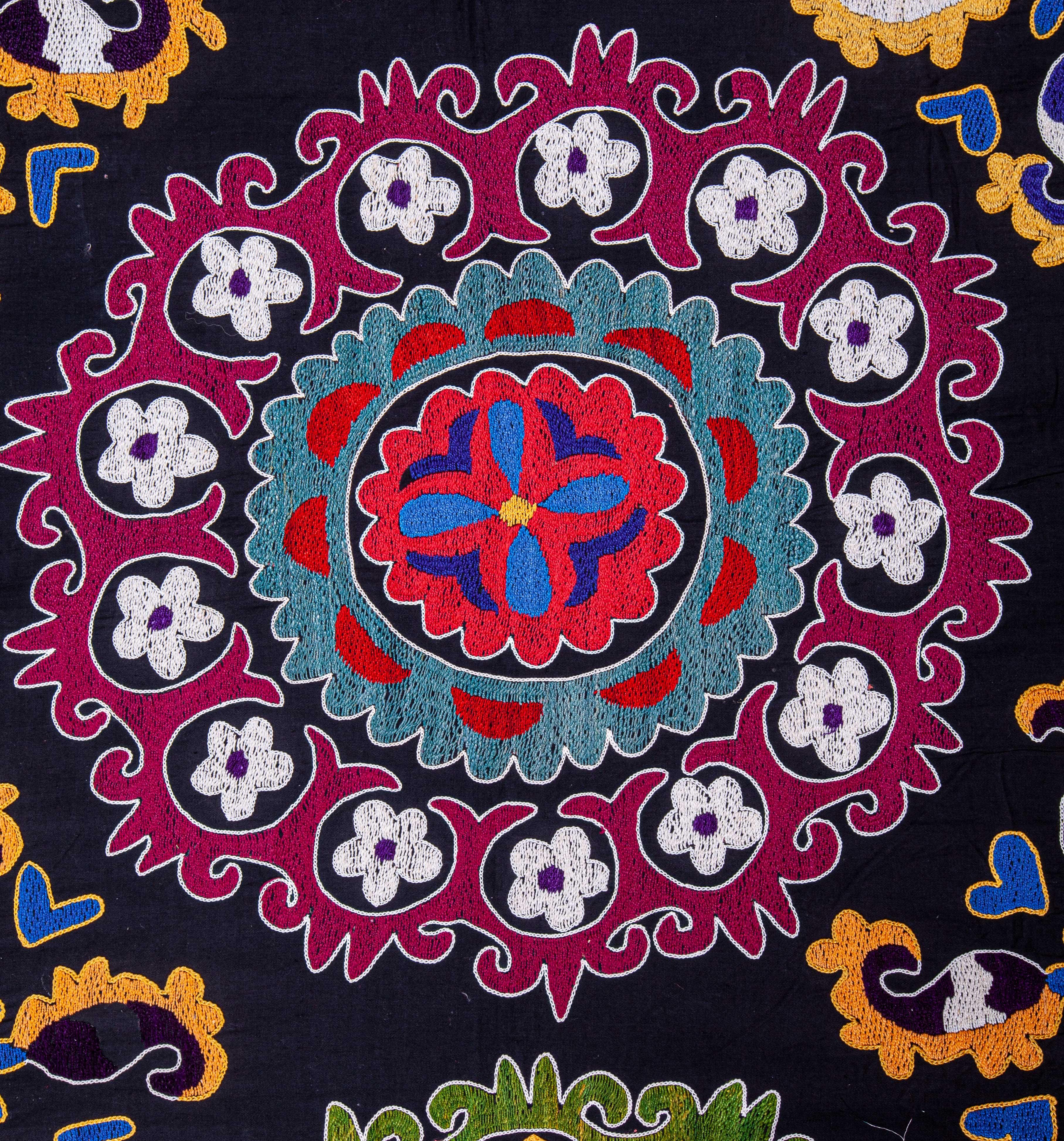 Cotton Colorful 1970s Suzani from Uzbekistan, Central Asia For Sale