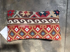 Oreiller Kilim caucasien coloré du 19e siècle - 15 x 9