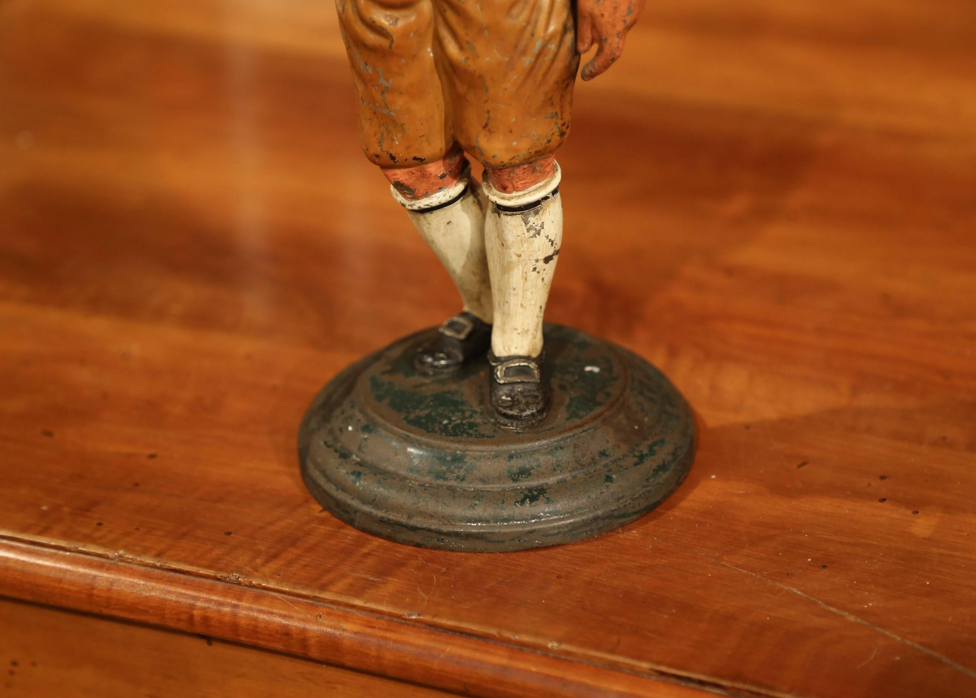 19th Century French Hand Painted Iron Tole Figurine In Excellent Condition For Sale In Dallas, TX