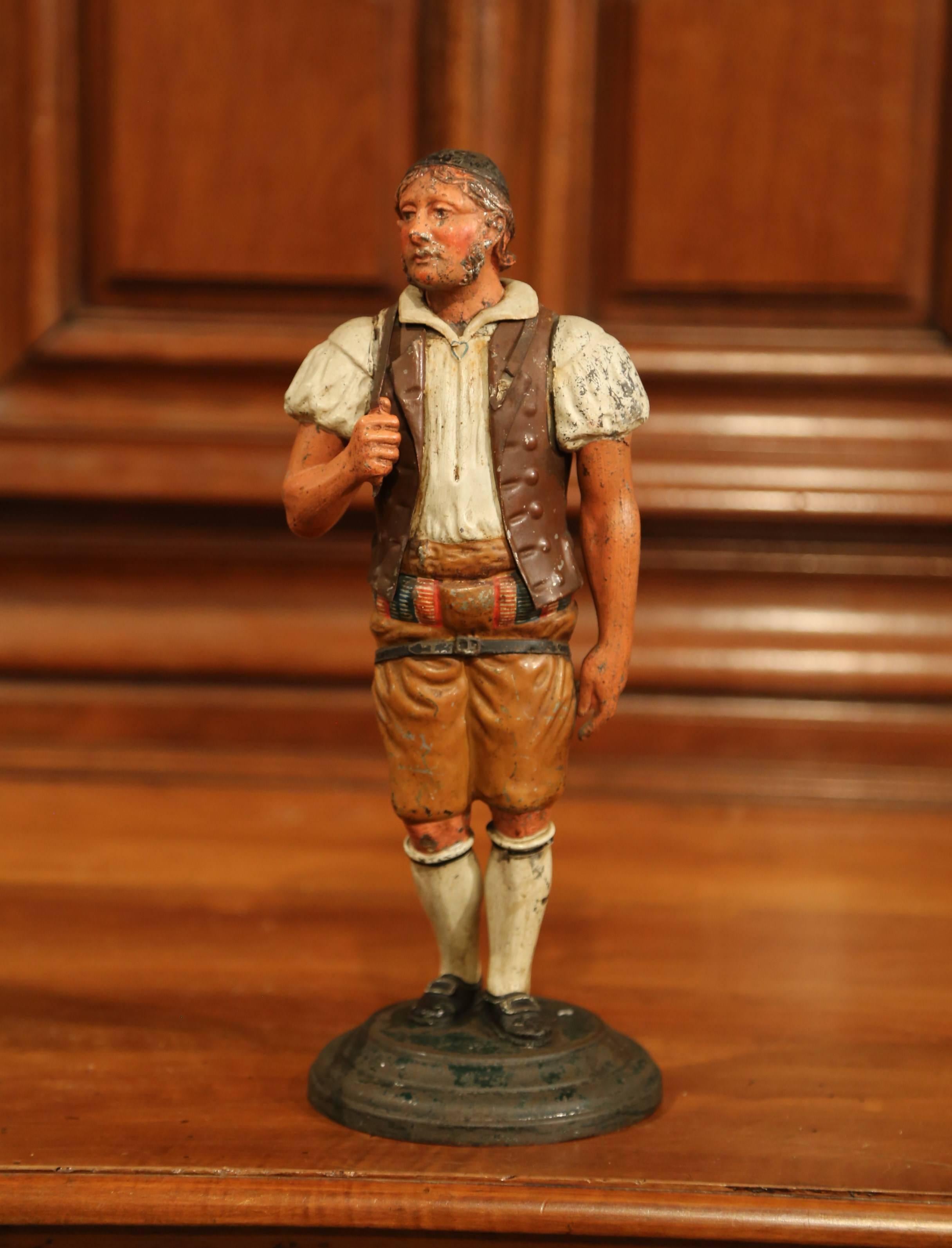 19th Century French Hand Painted Iron Tole Figurine For Sale 1