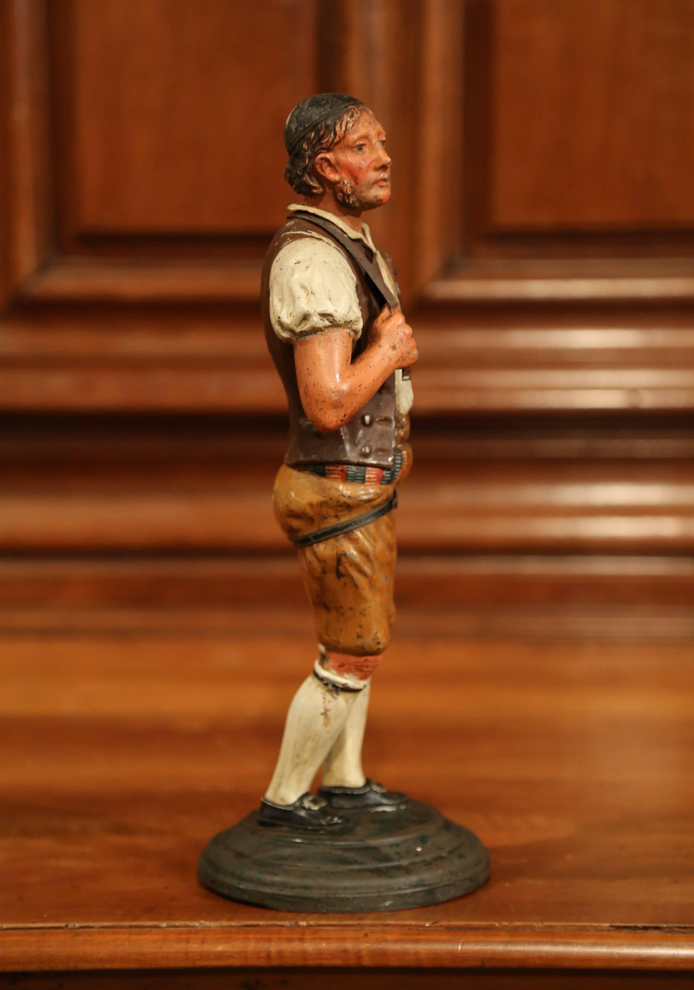 19th Century French Hand Painted Iron Tole Figurine For Sale 3