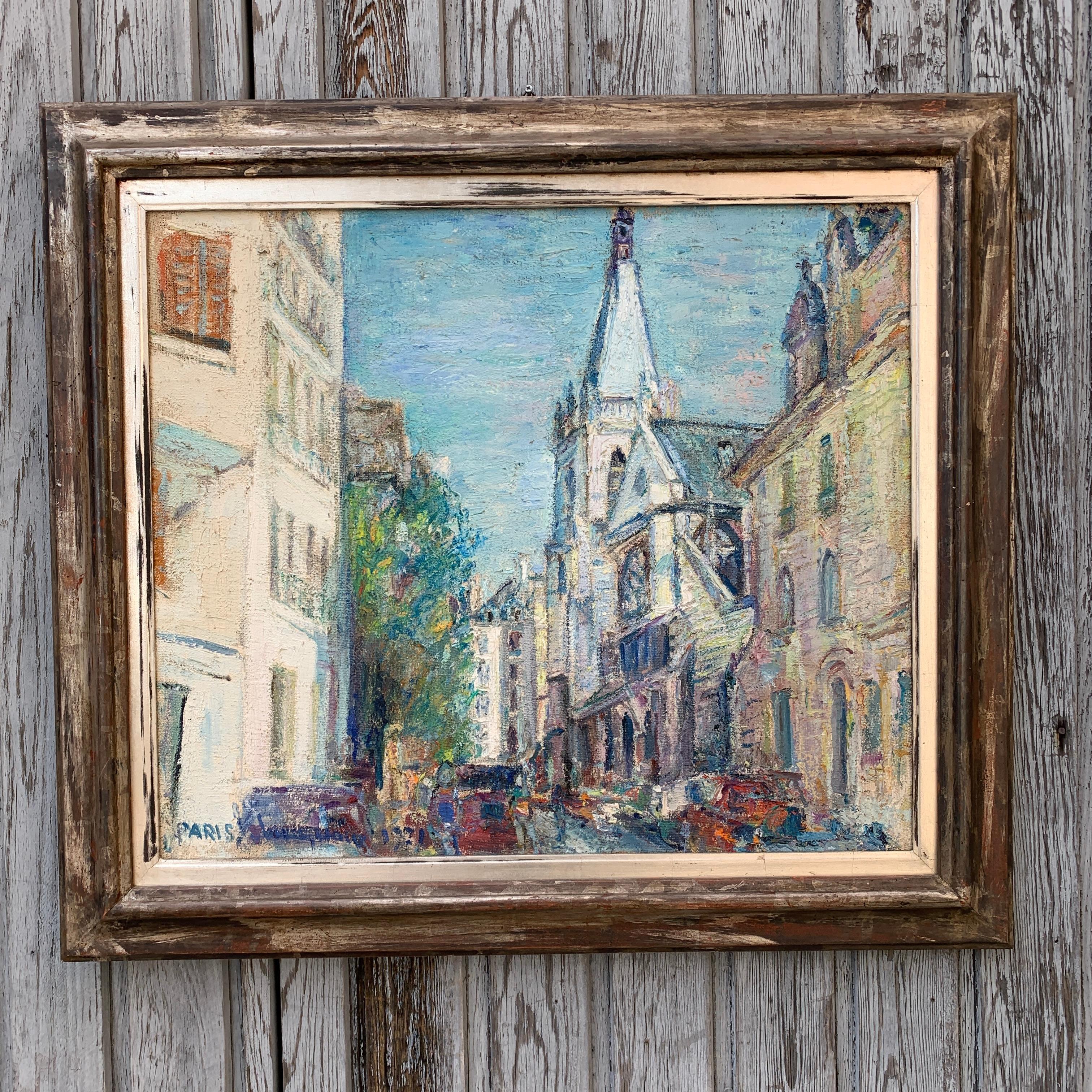 Colorful 20th Century Oil Painting of Paris by Italian Artist Piero Solavaggione For Sale 3