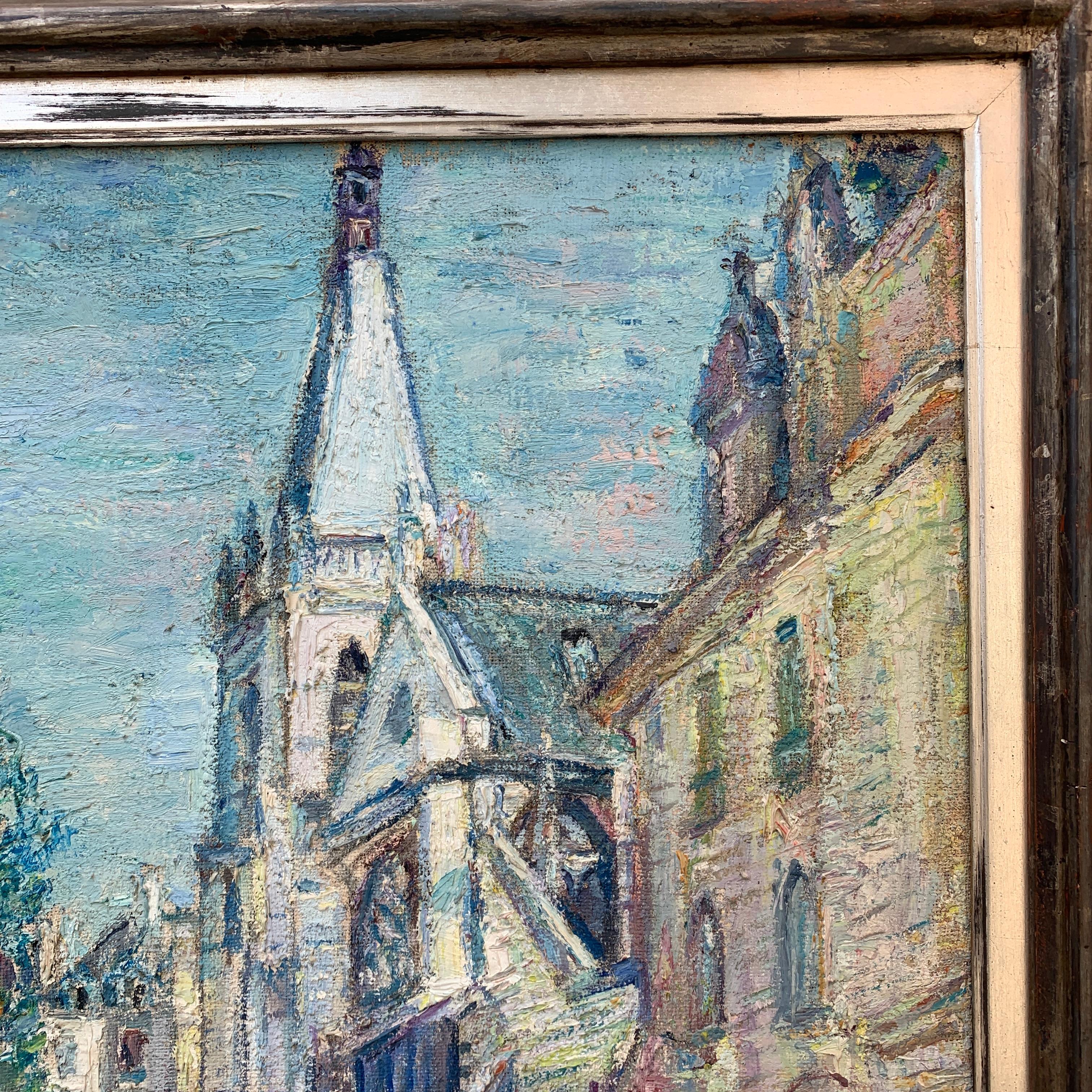 Colorful 20th Century Oil Painting of Paris by Italian Artist Piero Solavaggione For Sale 1