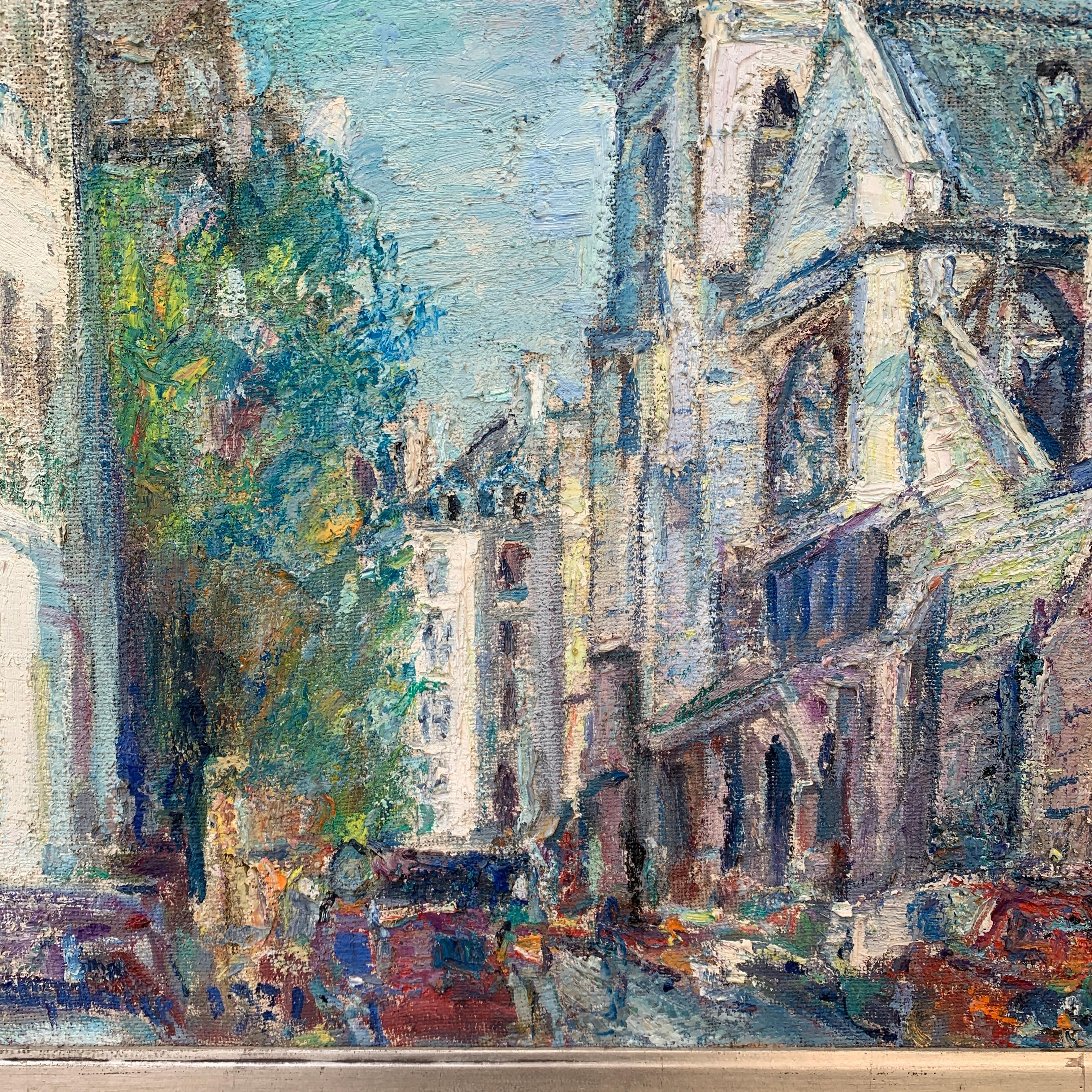 Colorful 20th Century Oil Painting of Paris by Italian Artist Piero Solavaggione For Sale 2