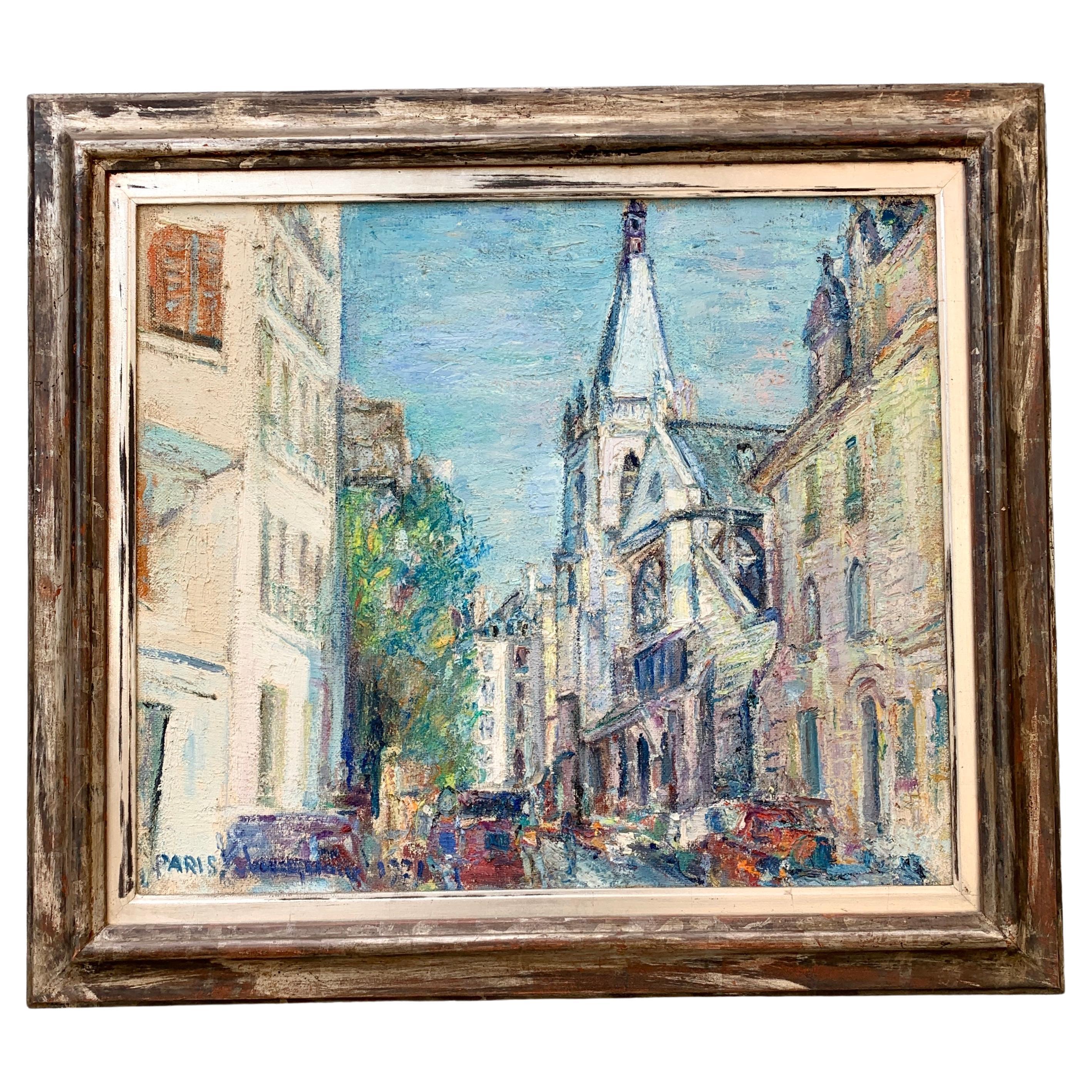 Colorful 20th Century Oil Painting of Paris by Italian Artist Piero Solavaggione For Sale