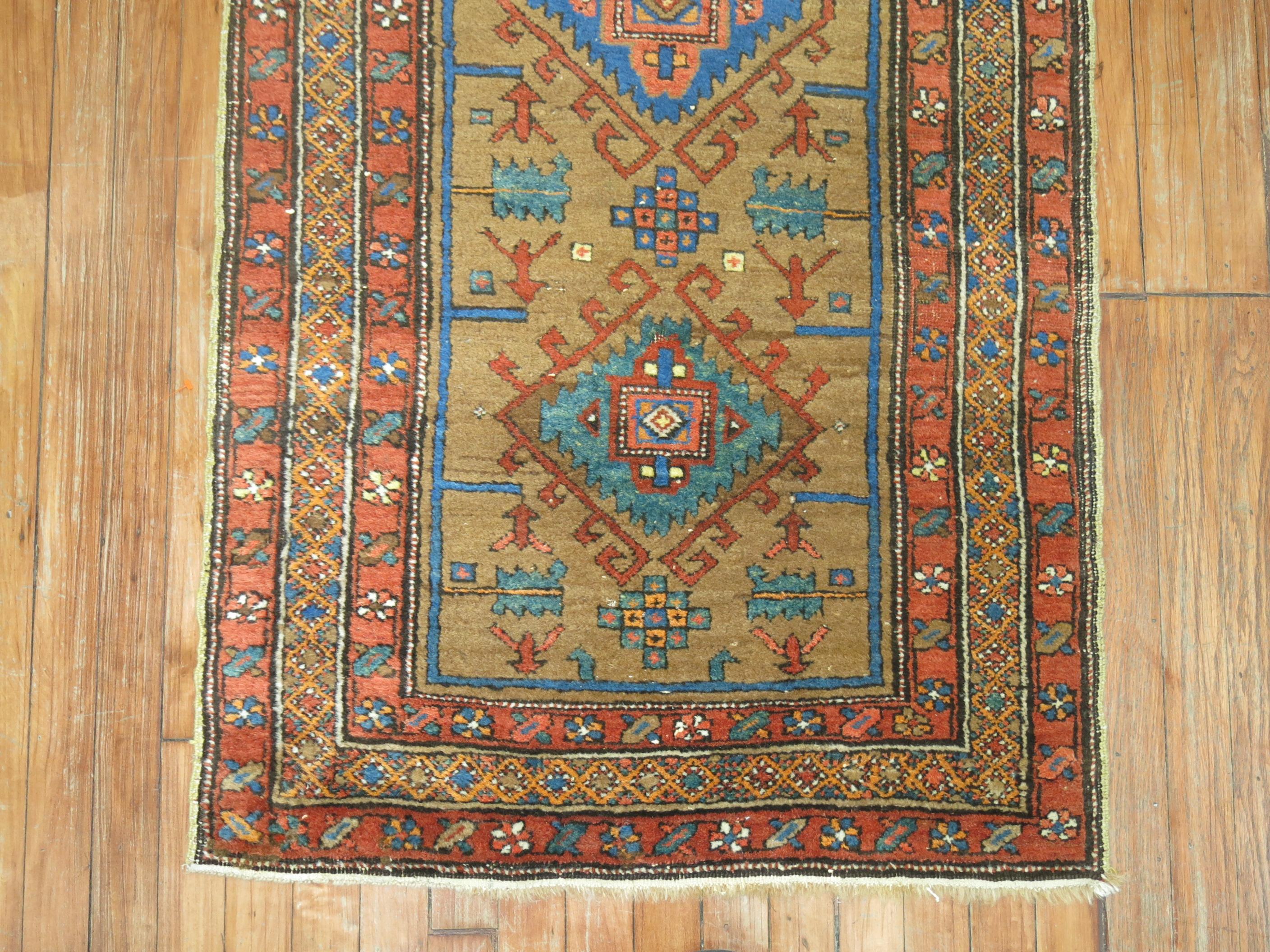 Colorful 20th Century Persian Heriz Tribal Wool Oriental Runner 3