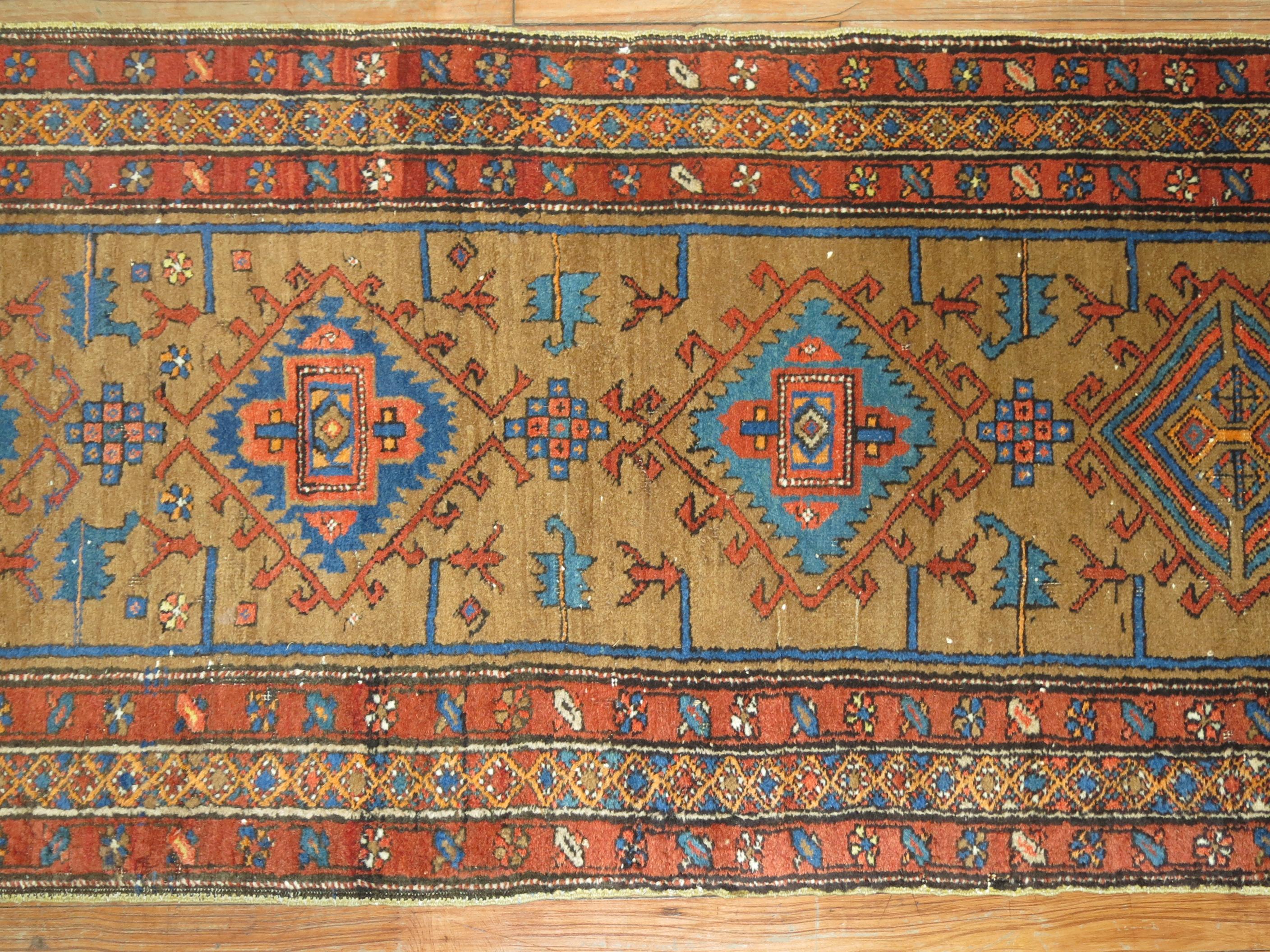 Colorful 20th Century Persian Heriz Tribal Wool Oriental Runner 4