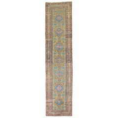 Colorful 20th Century Persian Heriz Tribal Wool Oriental Runner