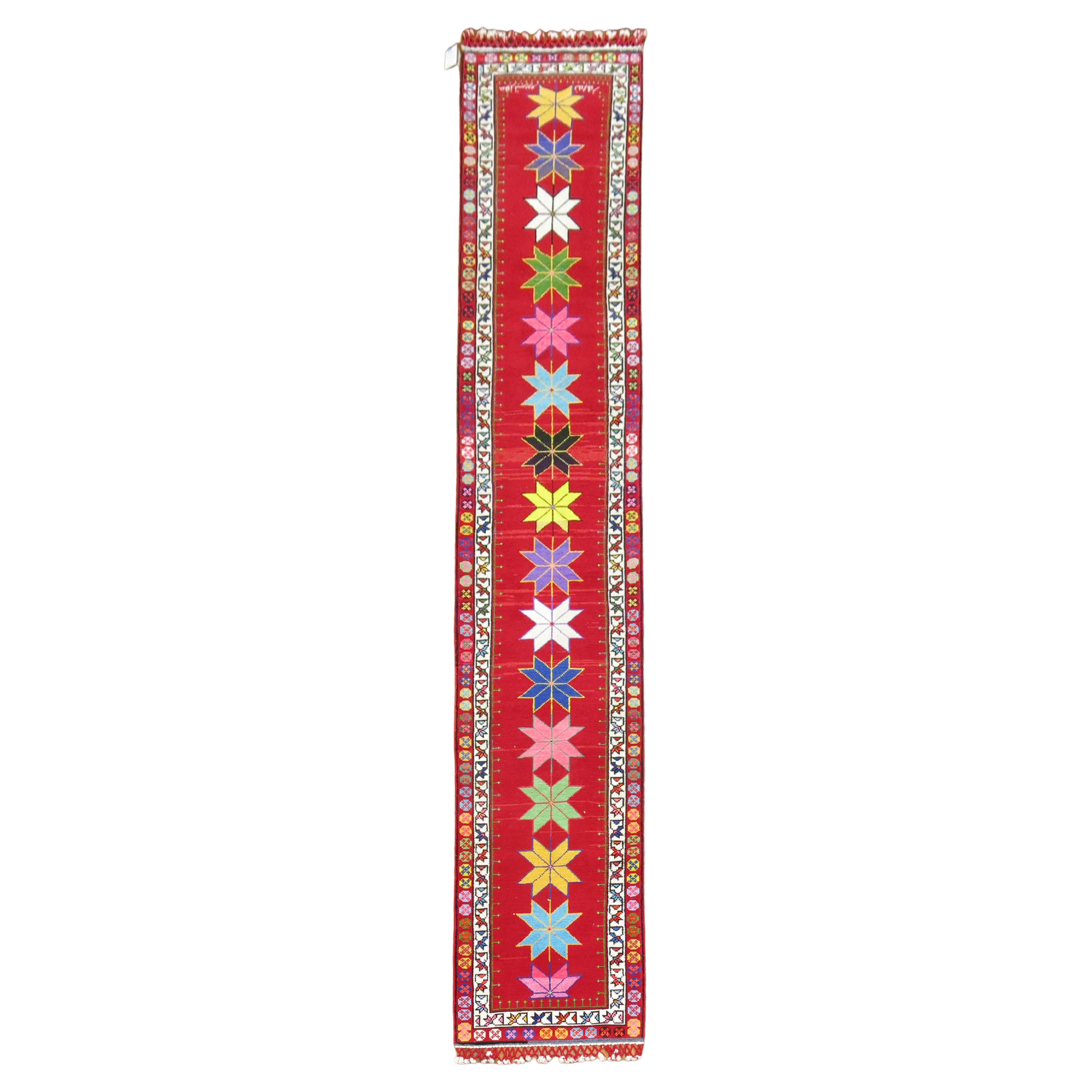 Colorful 20th Century Turkish Bohemian Runner For Sale