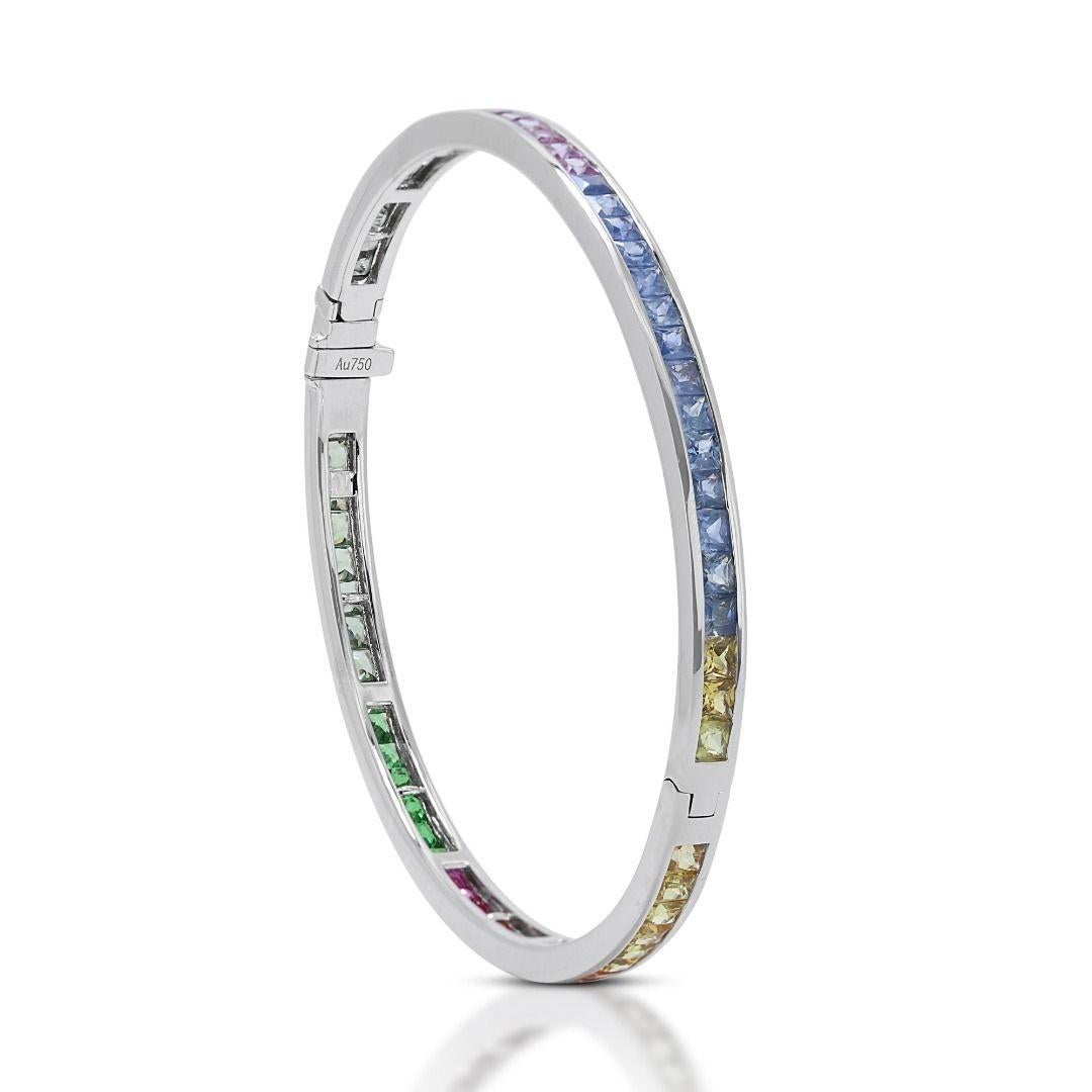 Colorful 3.96ct Gemstone Bracelet in 18K White Gold For Sale 1