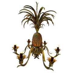 Colorful 6-Armed Pineapple Chandelier In The Style of Maison Jansen, 1970s