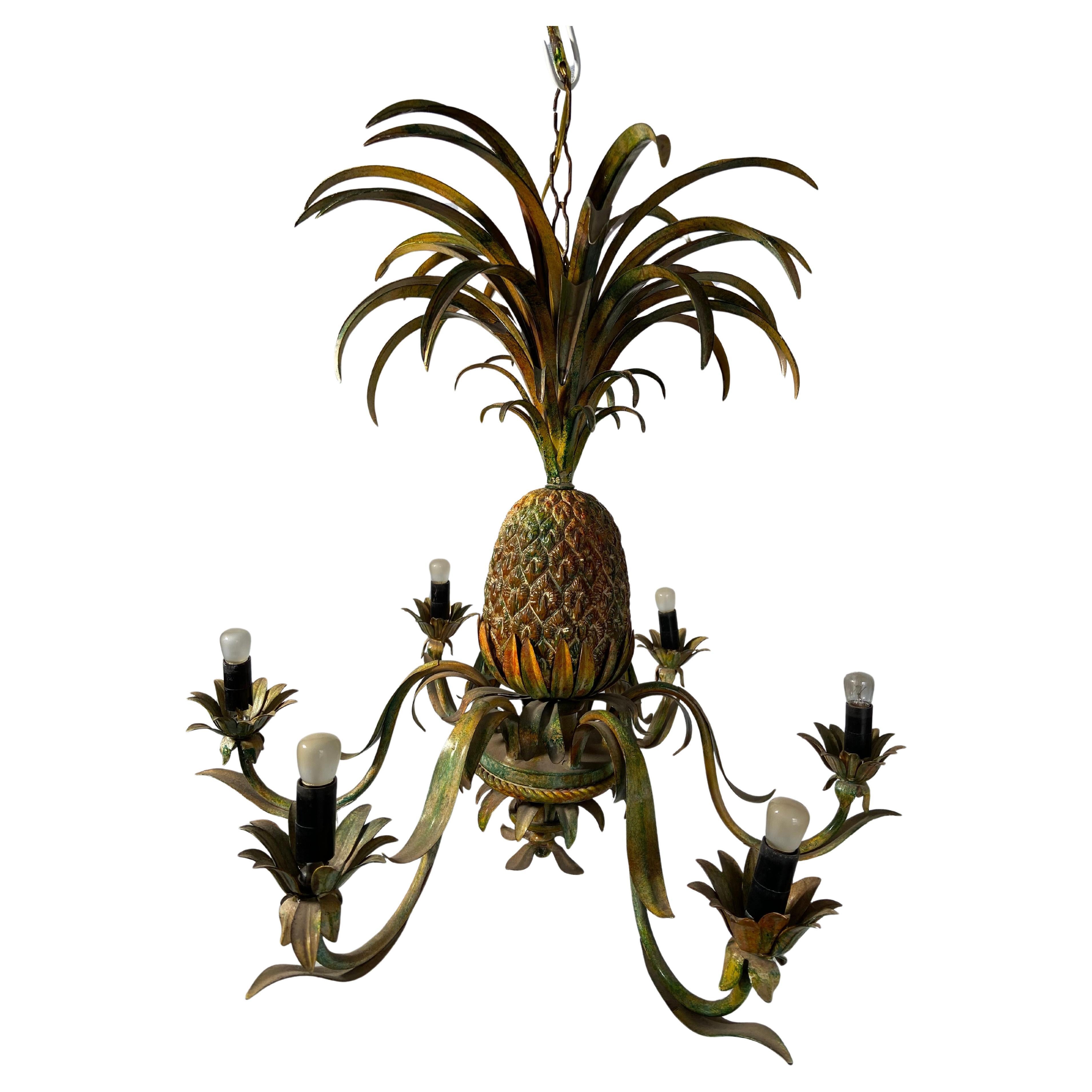Lustre coloré à 6 bras en forme d'ananas dans le style de la Maison Jansen, 1970 en vente