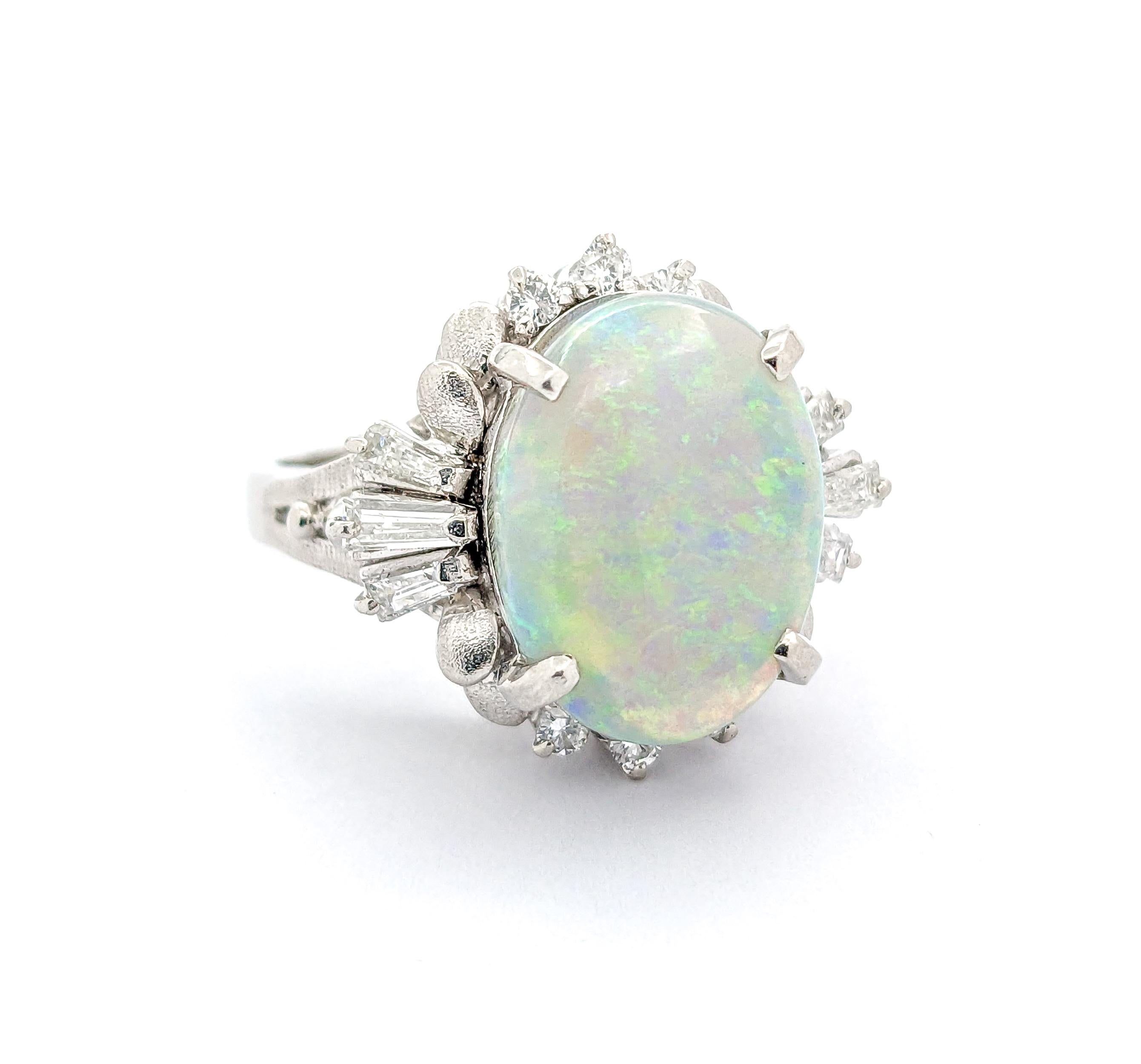 Women's Colorful 6.03ct Opal & Diamond Ring in Platinum For Sale