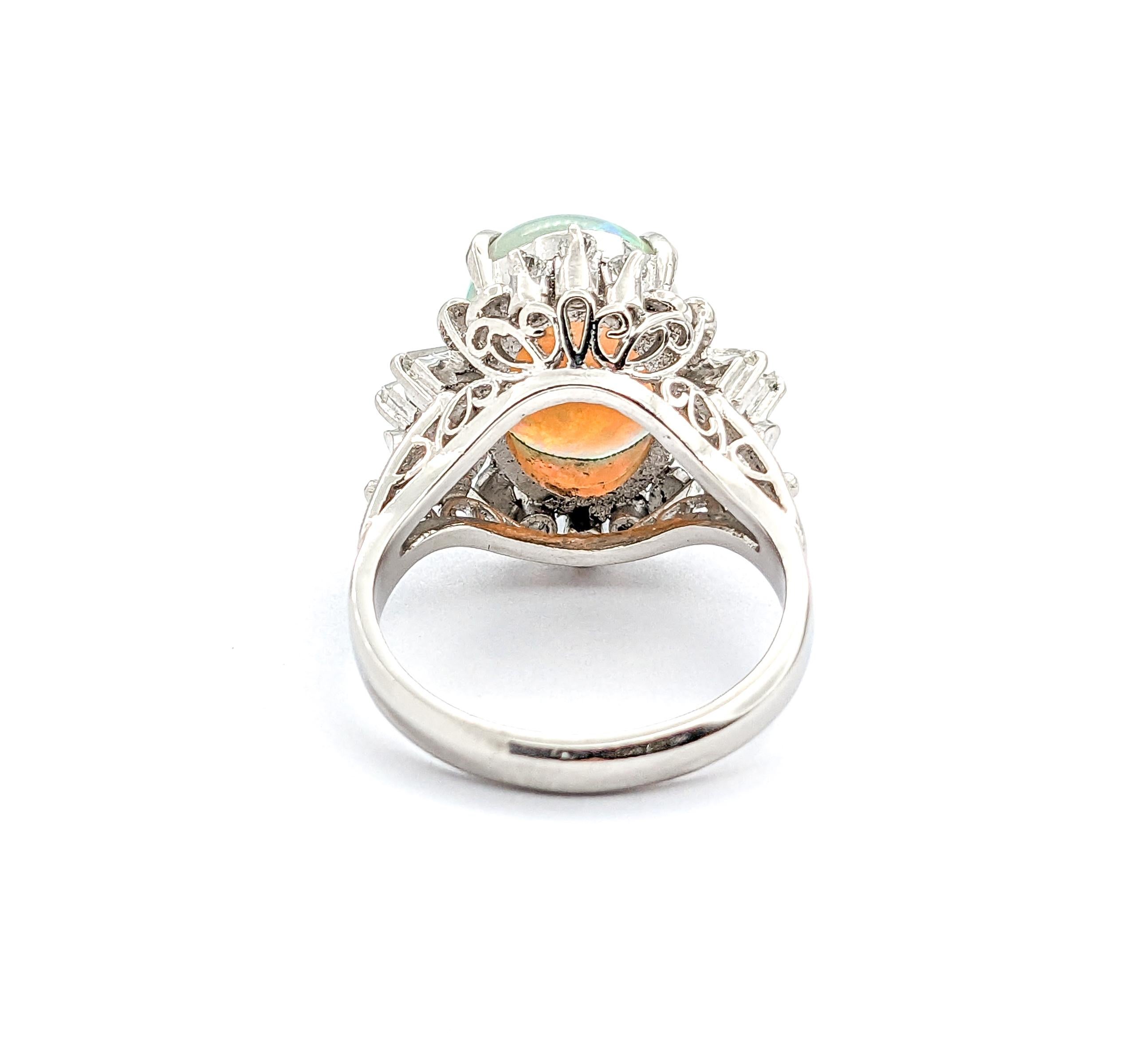 Colorful 6.03ct Opal & Diamond Ring in Platinum For Sale 1