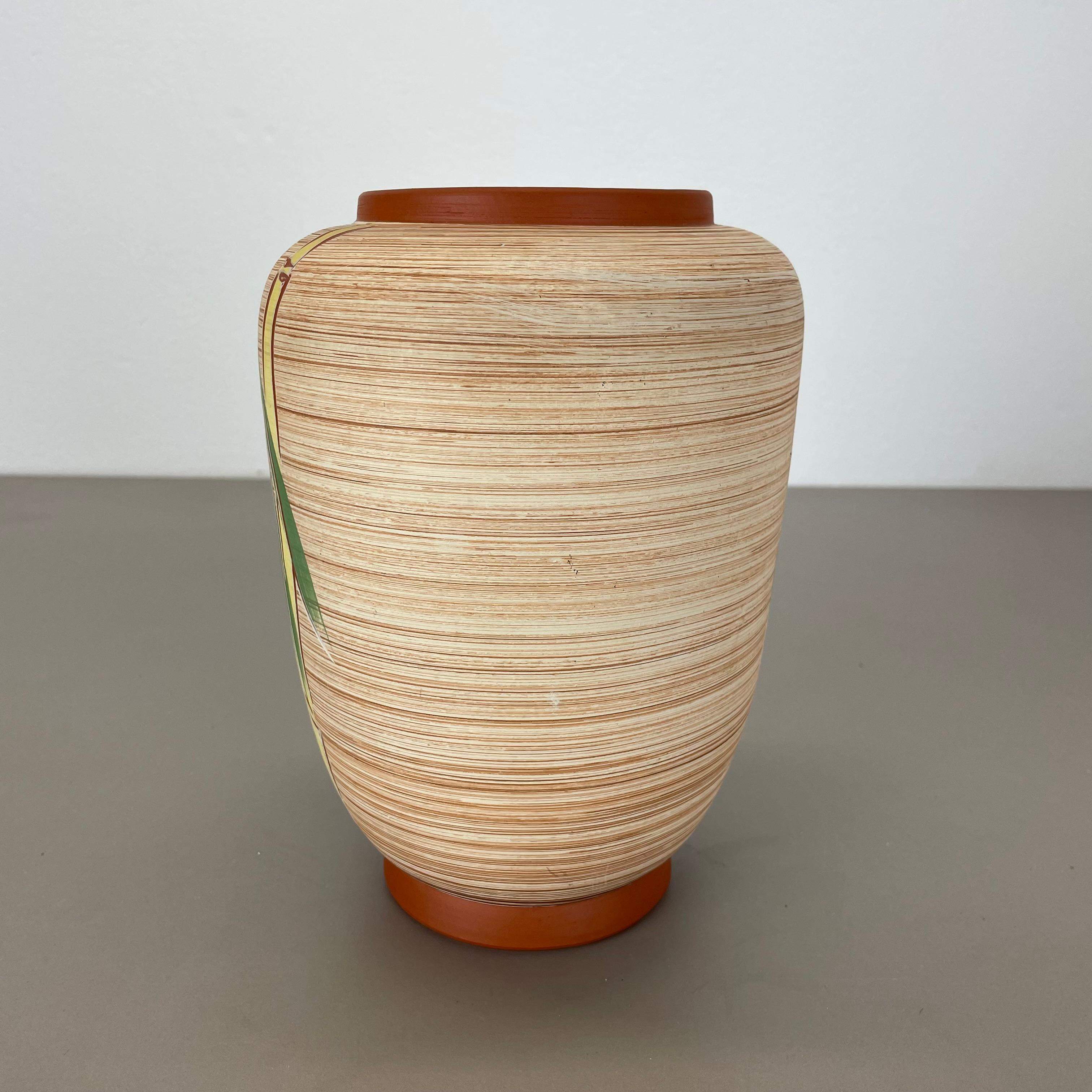 Colorful Abstract BAMBOO Ceramic Pottery Vase by EIWA Ceramics, Germany 1950s For Sale 8