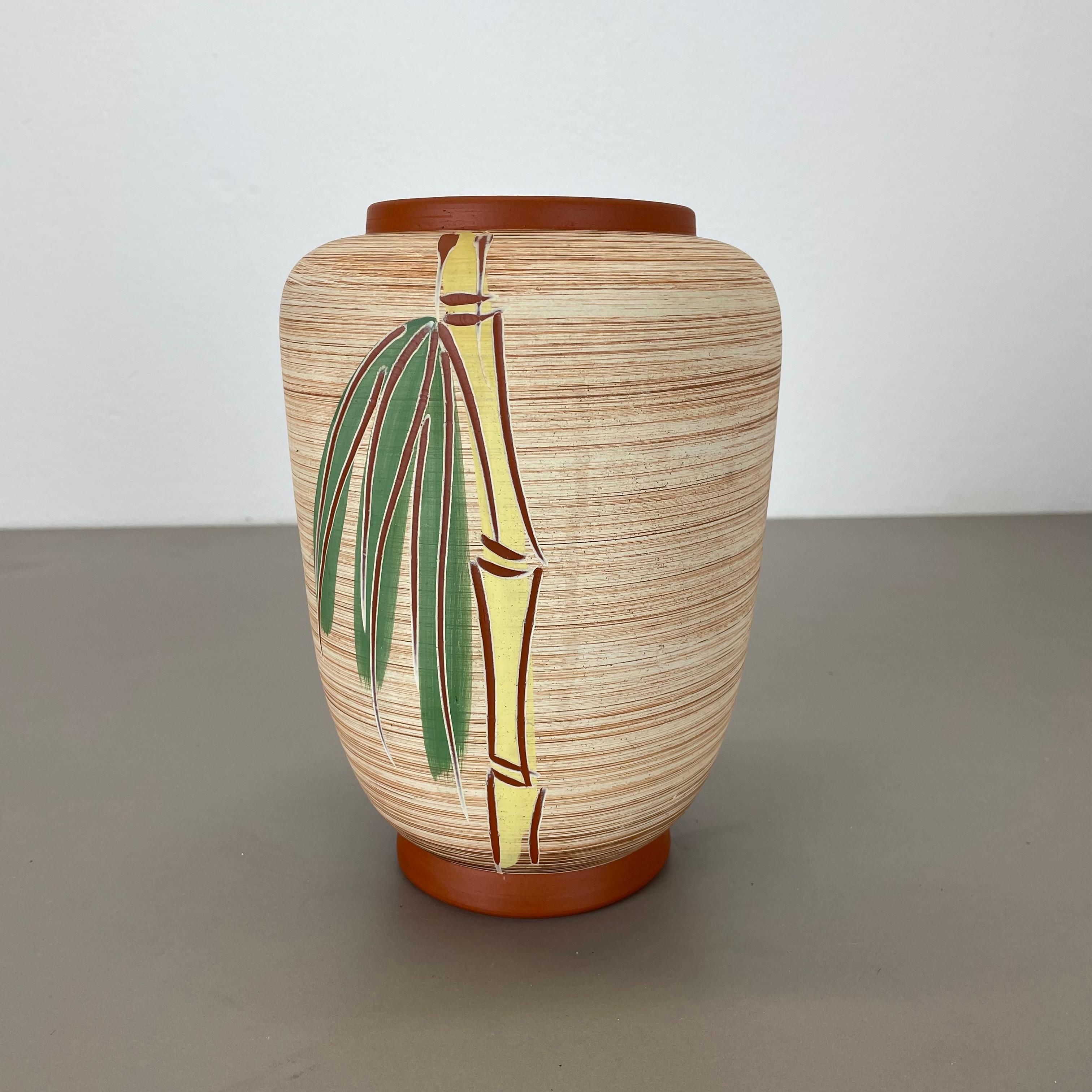 Colorful Abstract BAMBOO Ceramic Pottery Vase by EIWA Ceramics, Germany 1950s For Sale 9