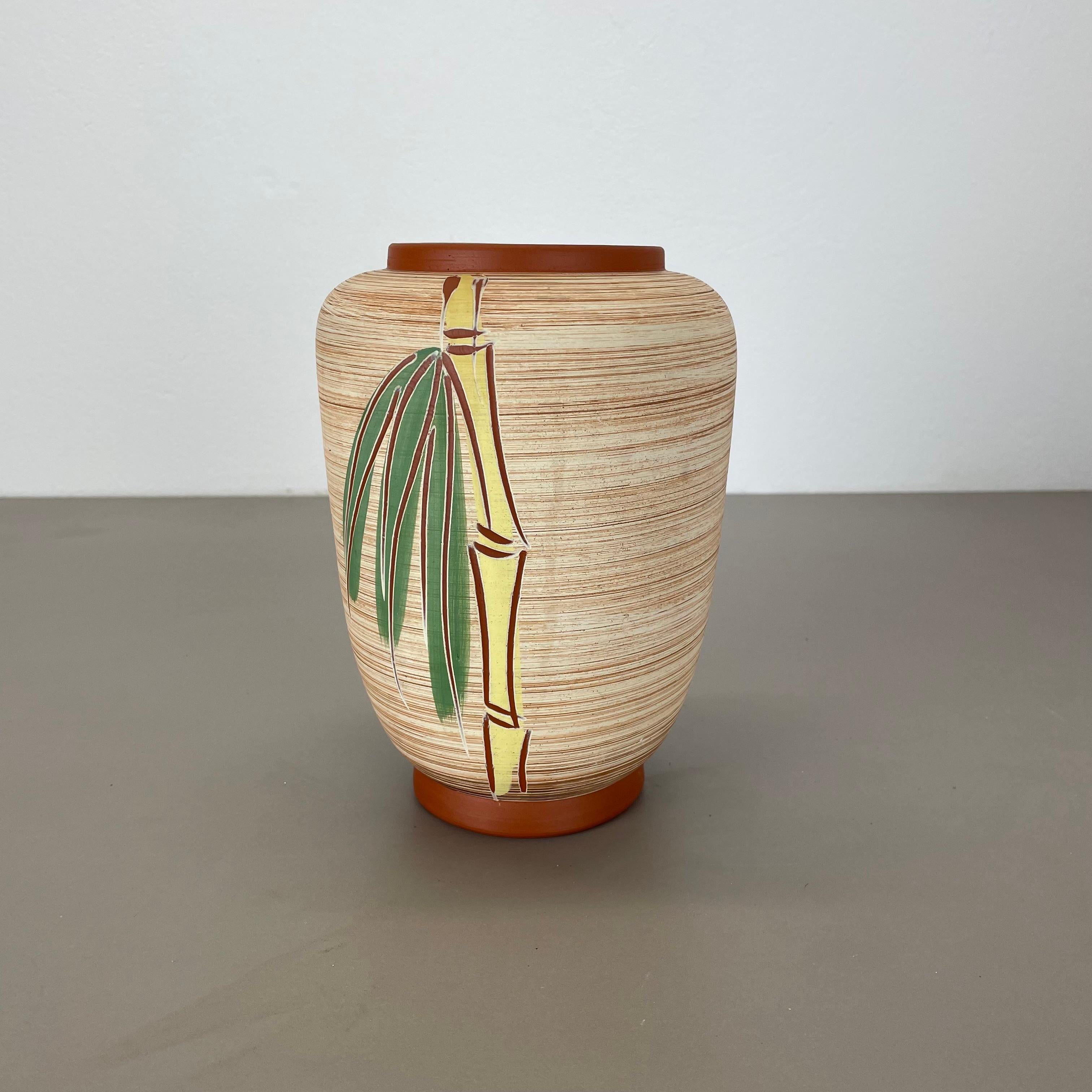 Colorful Abstract BAMBOO Ceramic Pottery Vase by EIWA Ceramics, Germany 1950s For Sale 10
