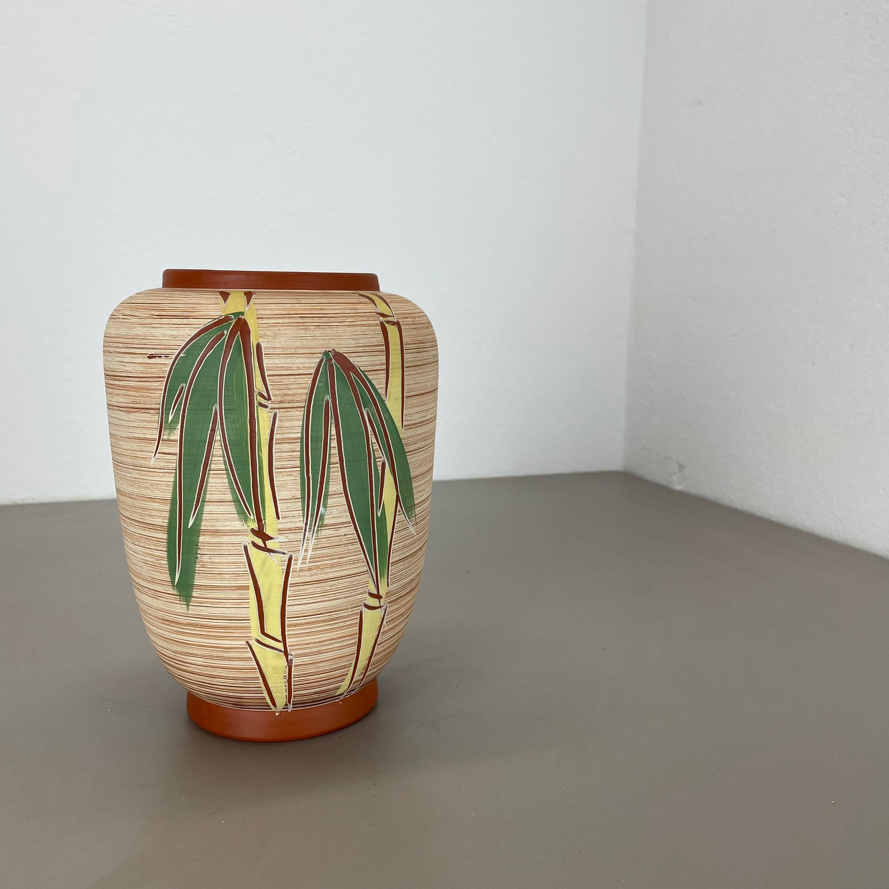 Colorful Abstract BAMBOO Ceramic Pottery Vase by EIWA Ceramics, Germany 1950s In Good Condition For Sale In Kirchlengern, DE