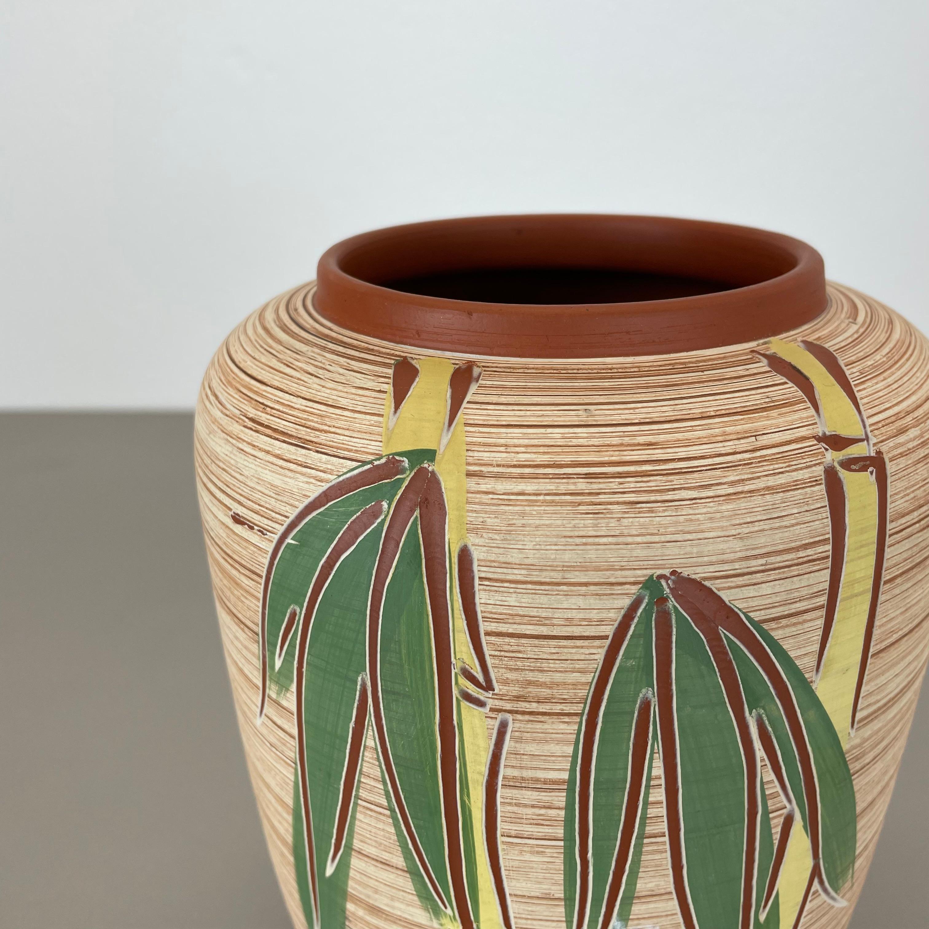 Colorful Abstract BAMBOO Ceramic Pottery Vase by EIWA Ceramics, Germany 1950s For Sale 1