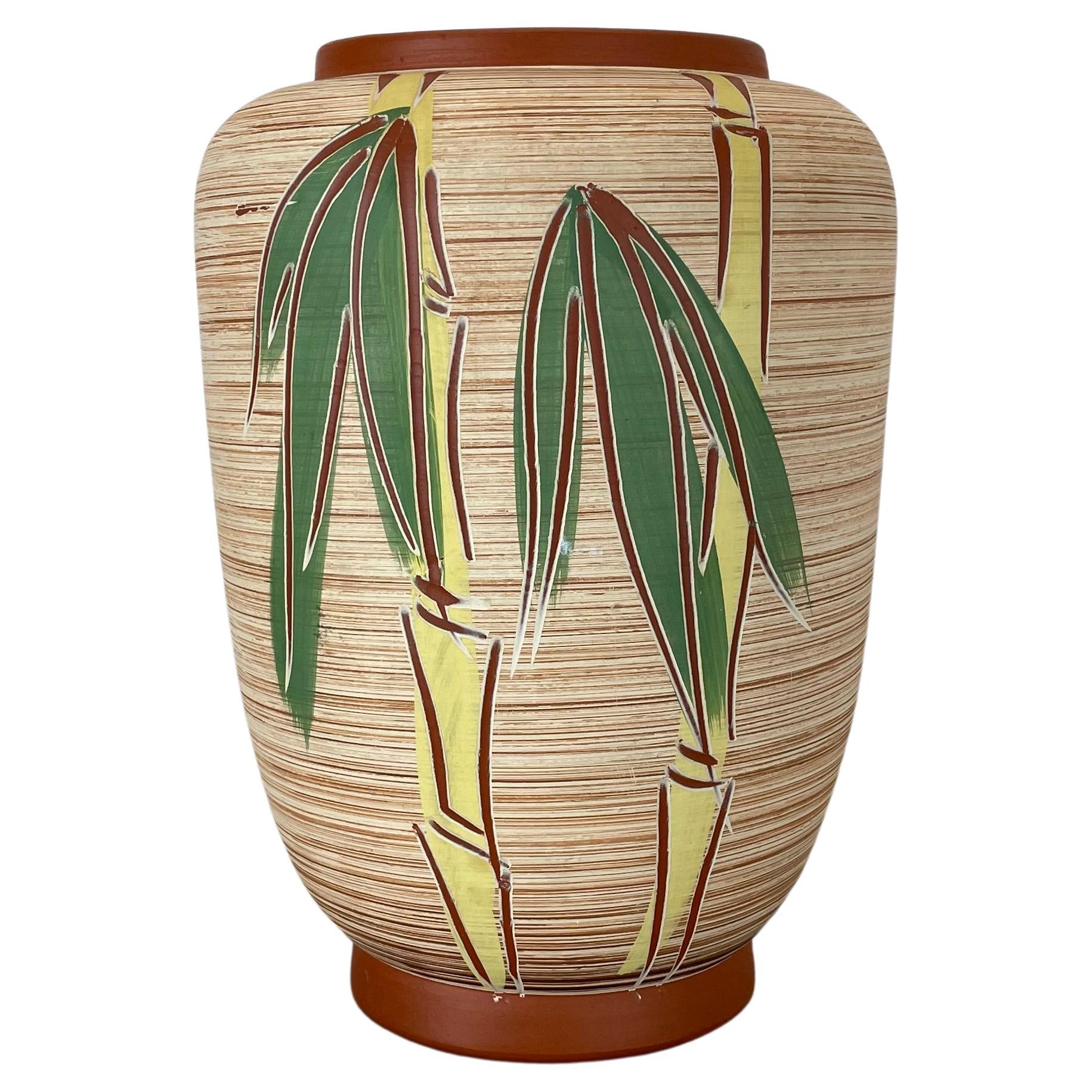 Colorful Abstract BAMBOO Ceramic Pottery Vase by EIWA Ceramics, Germany 1950s For Sale