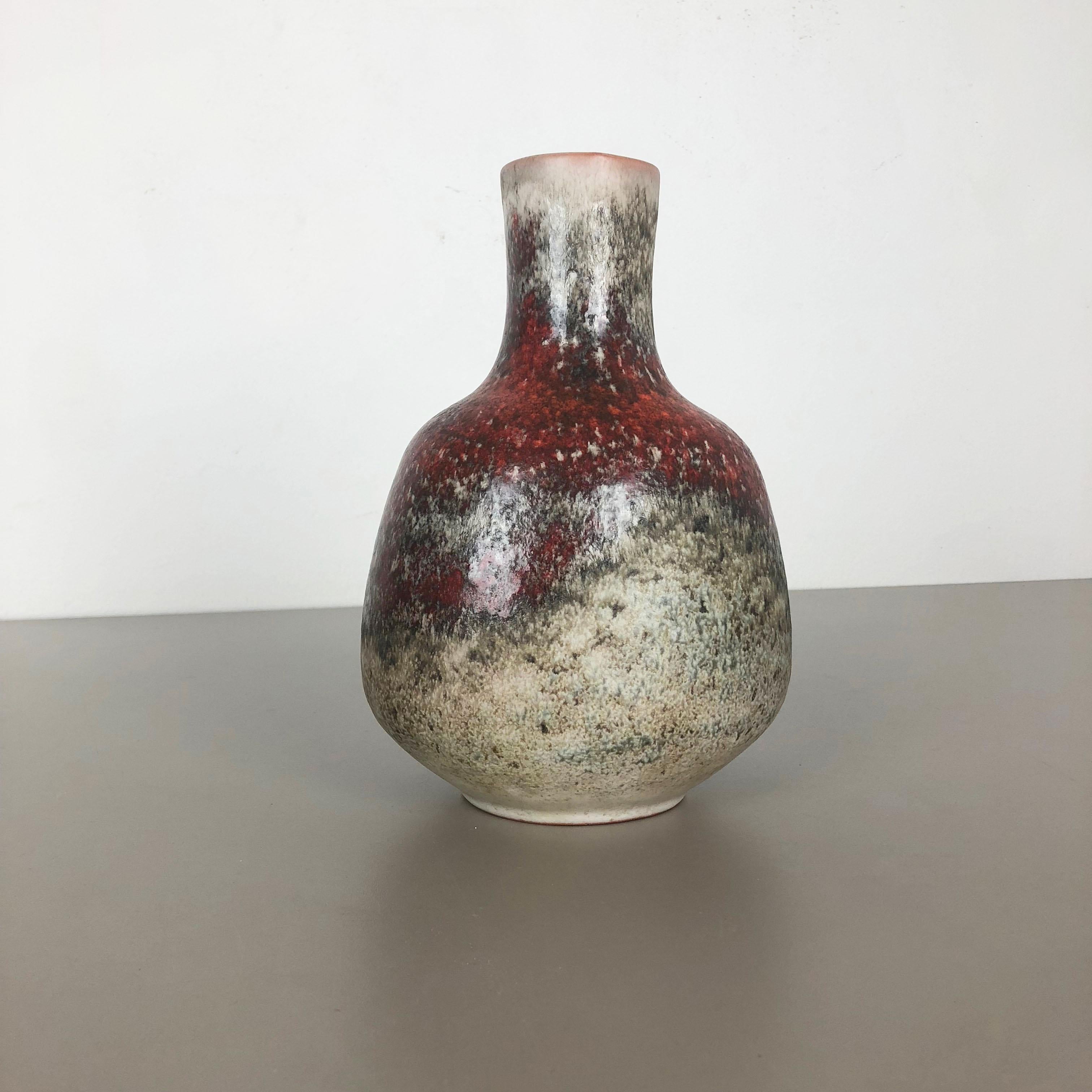 Mid-Century Modern Colorful Abstract Ceramic Pottery Vase by Karlsruher Majolika, Germany, 1950s For Sale