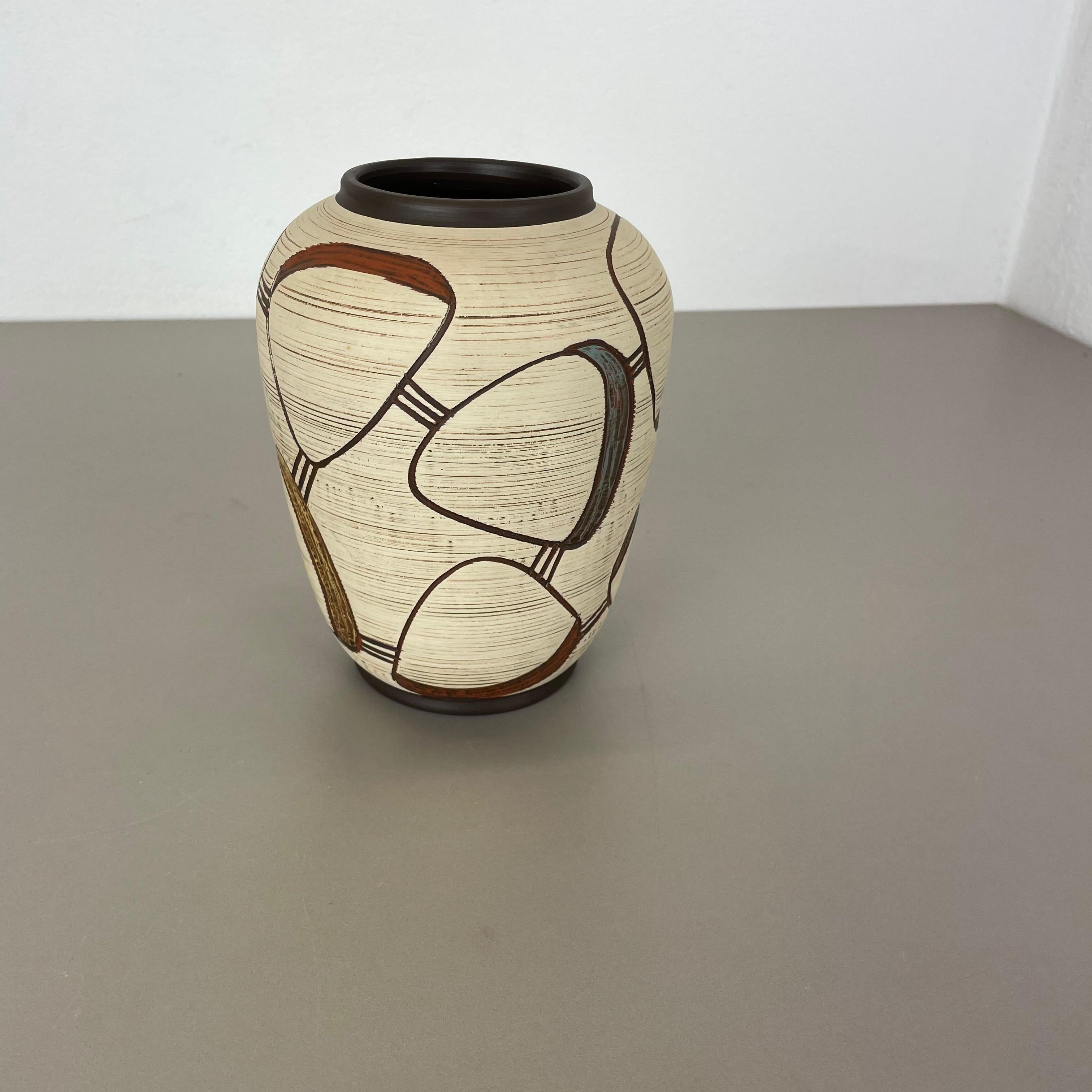 Mid-Century Modern Vase abstrait coloré en céramique par Sawa Ceramic Franz Schwaderlapp, Allemagne années 1950 en vente